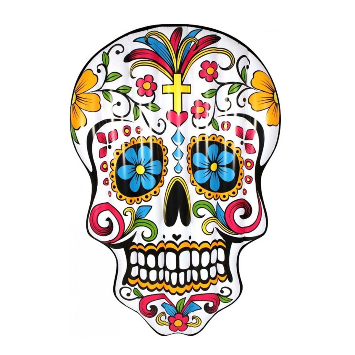 Matelas gonflable tête de mort colorée - dimensions 188 x 140 cm