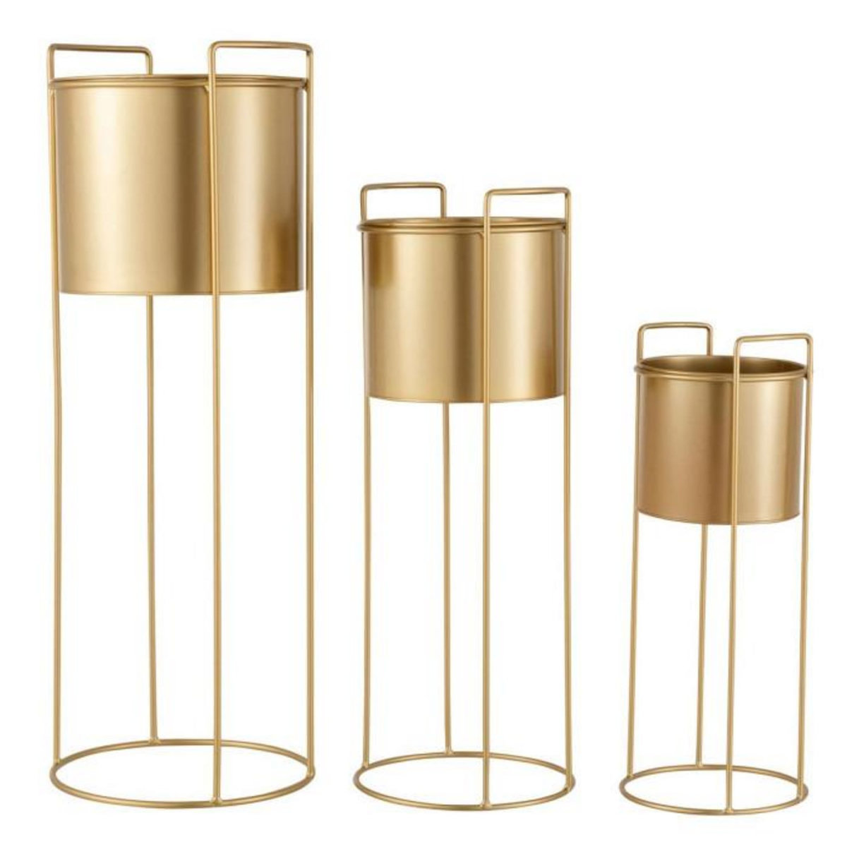 Paris Prix Lot de 3 Cache-Pots sur Pied  Métal  80cm Or
