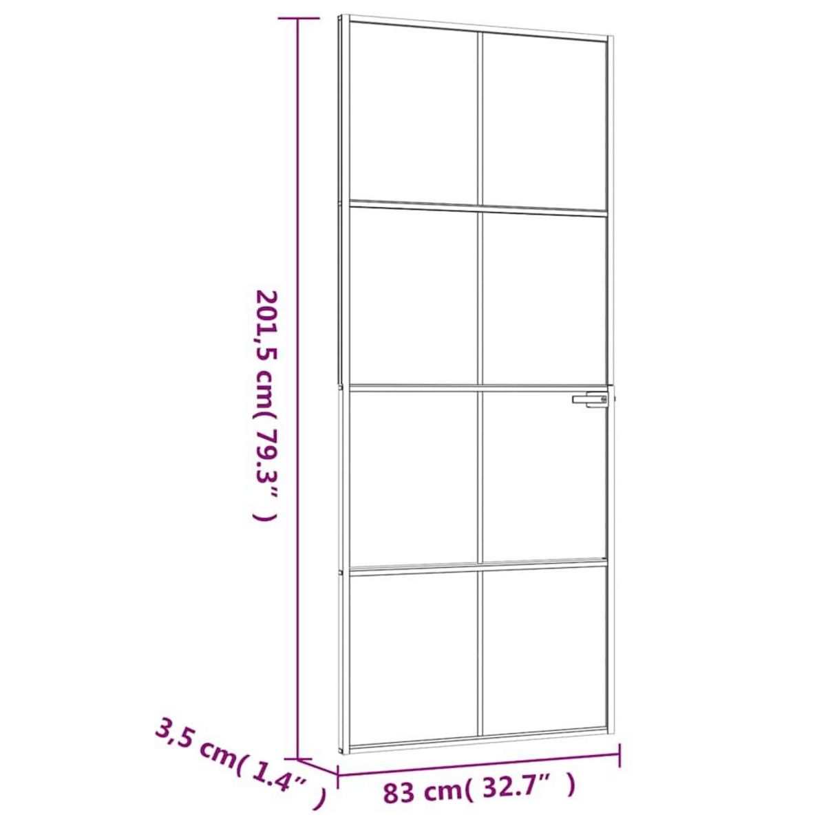 VIDAXL Porte d'interieur Blanc 83x201,5 cm Trempe verre aluminium fin