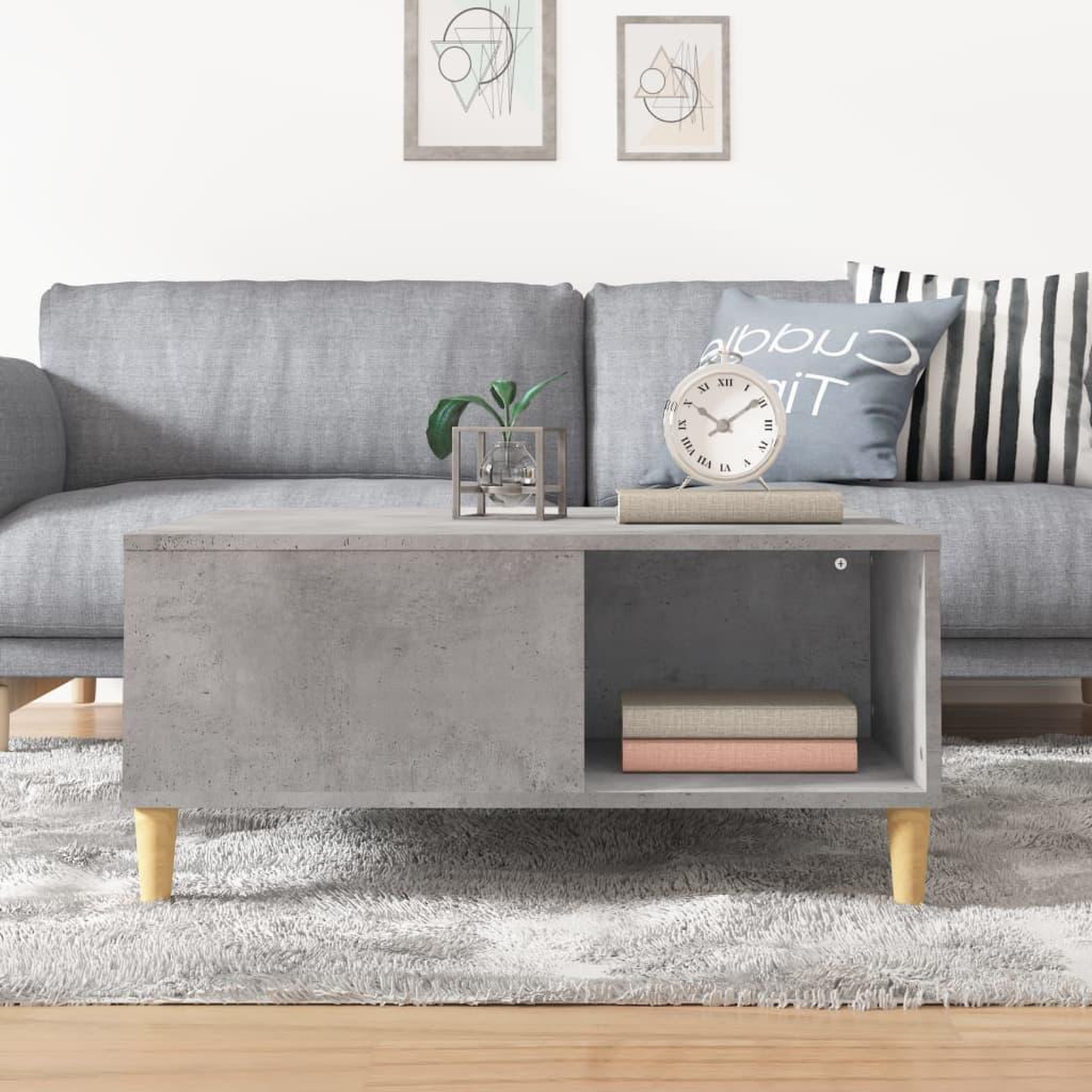 Voir la diapositive 3 : VIDAXL Table basse gris beton 80x80x36,5 cm bois d'ingenierie