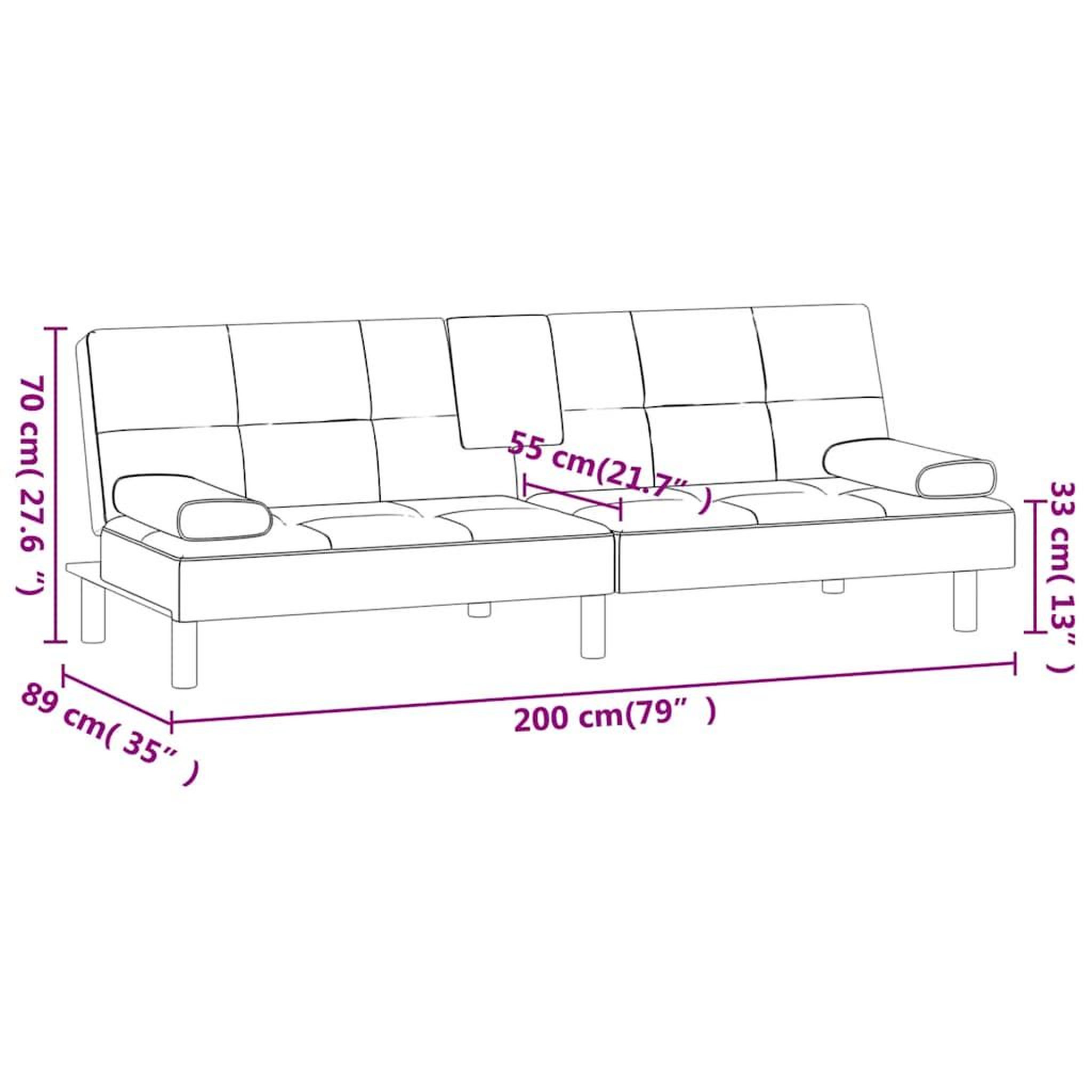 Voir la diapositive 6 : VIDAXL Canape-lit avec porte-gobelets rouge bordeaux similicuir