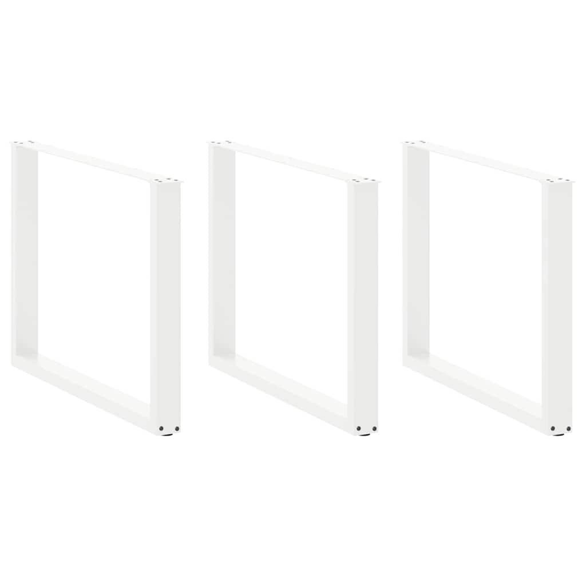 VIDAXL Pieds de table a manger forme de U 2 pcs blanc 100x(72-73) cm