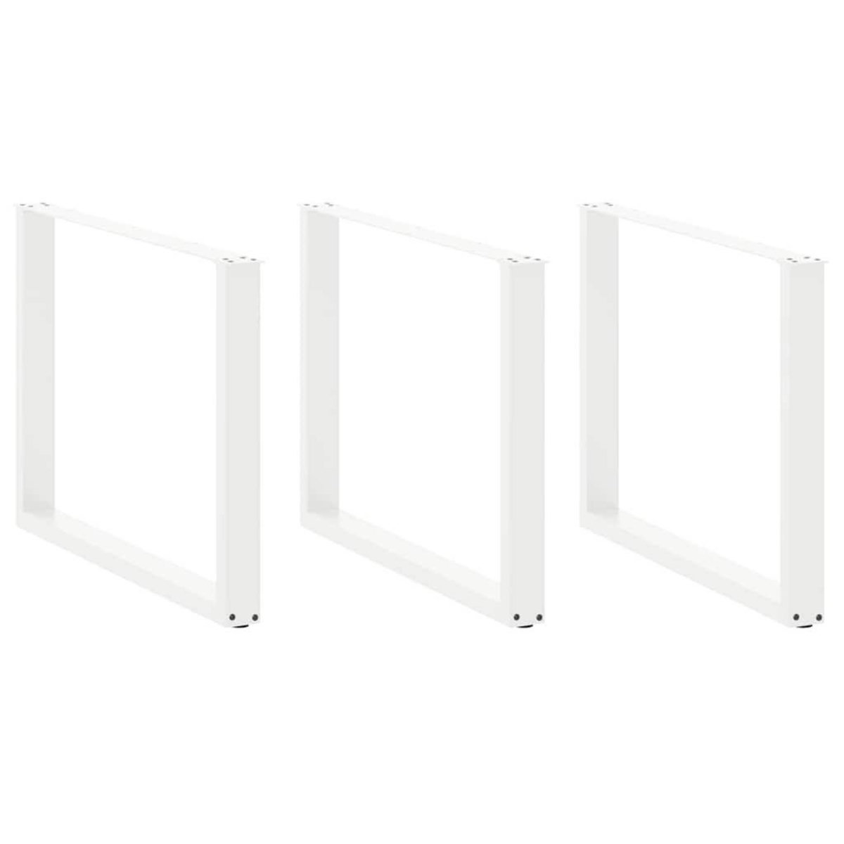 VIDAXL Pieds de table a manger forme de U 2 pcs blanc 100x(72-73) cm