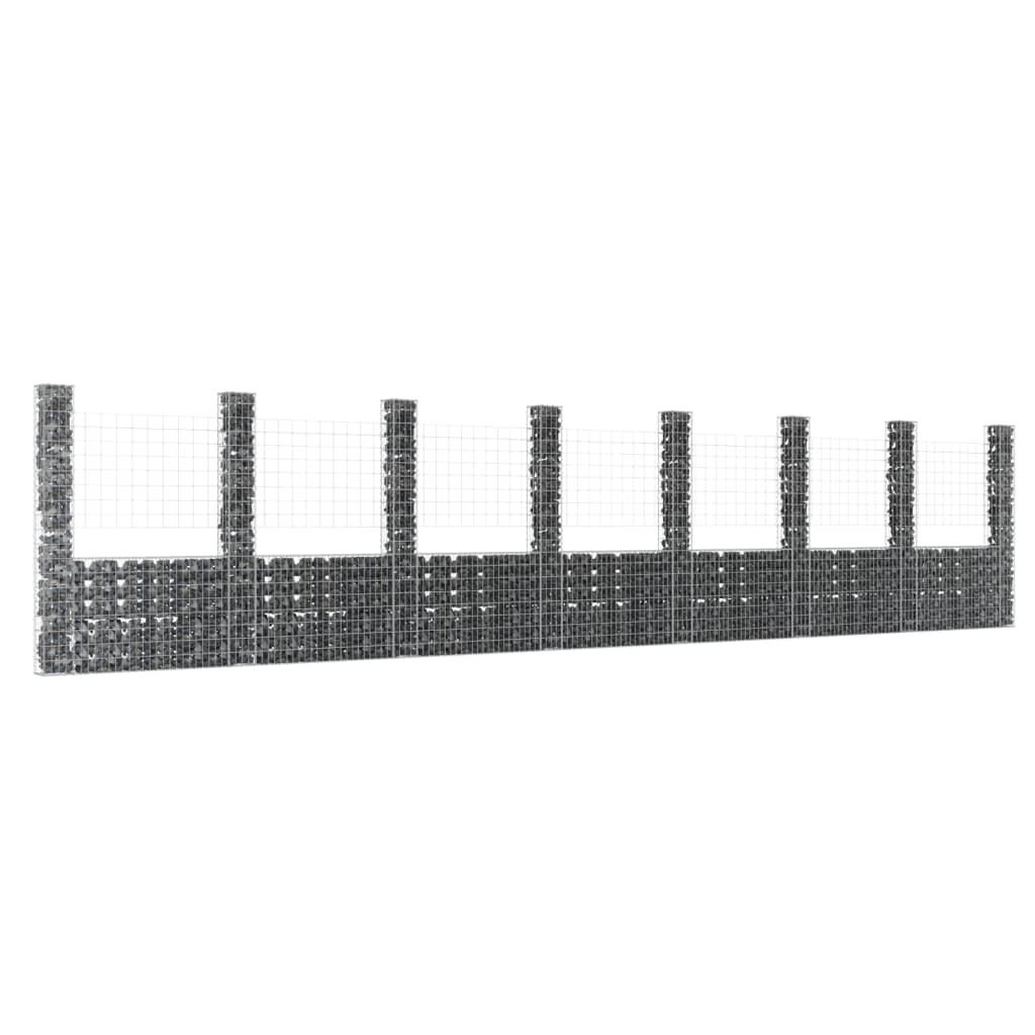 VIDAXL Panier de gabion en forme de U avec 8 poteaux Fer 860x20x200 cm