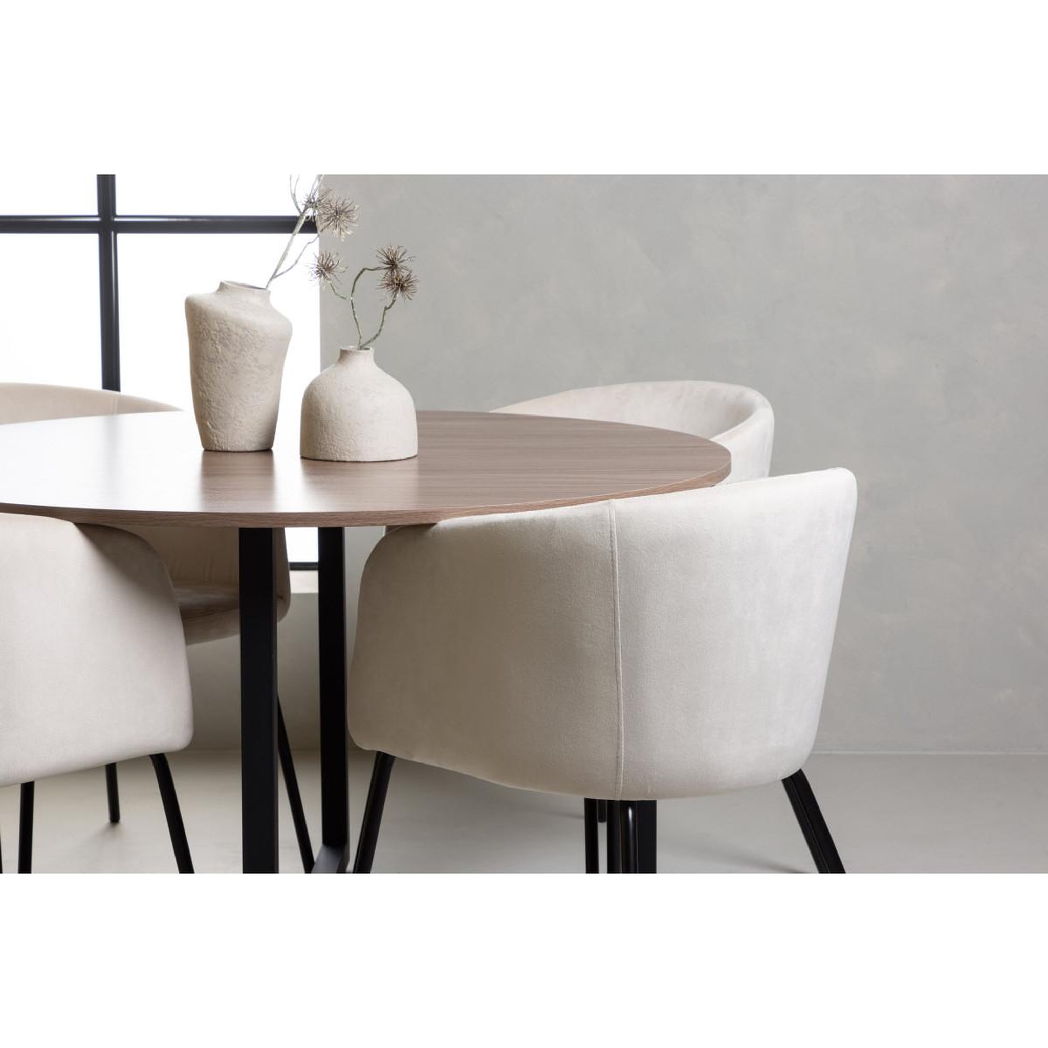 Voir la diapositive 6 : Paris Prix Ensemble table à manger & 4 chaises  durango & berit  120cm noyer  & beige