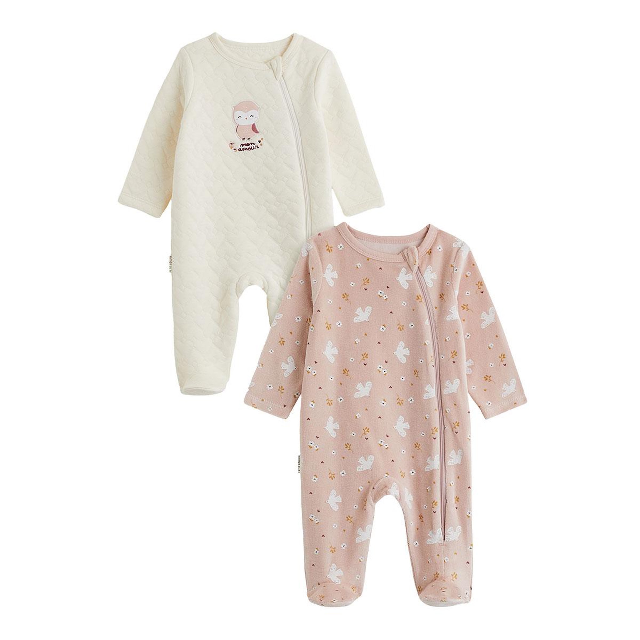 Voir la diapositive 1 : PETIT BEGUIN Lot de 2 pyjamas bébé ouverture zippée Miette