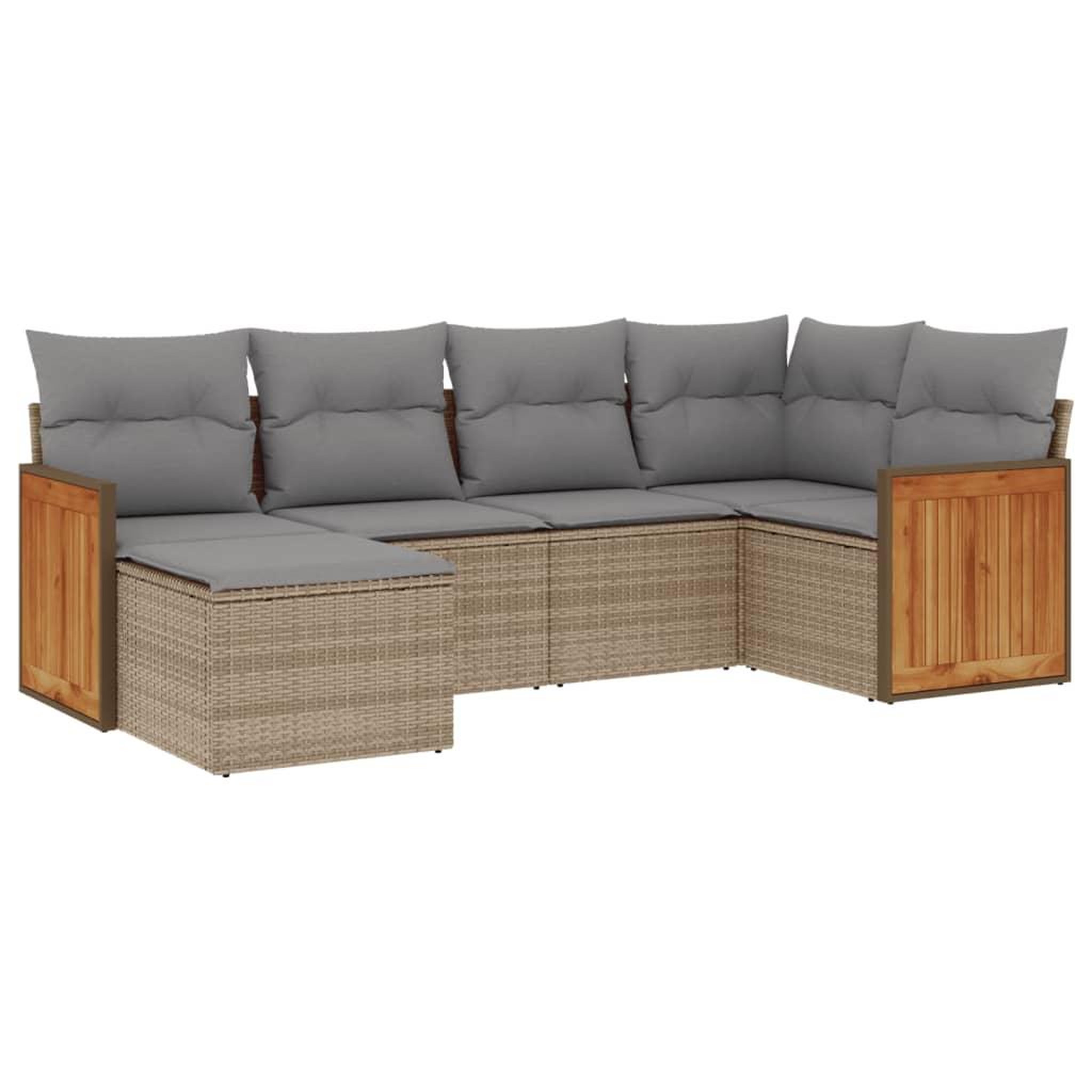 Voir la diapositive 2 : VIDAXL Salon de jardin avec coussins 6 pcs beige resine tressee