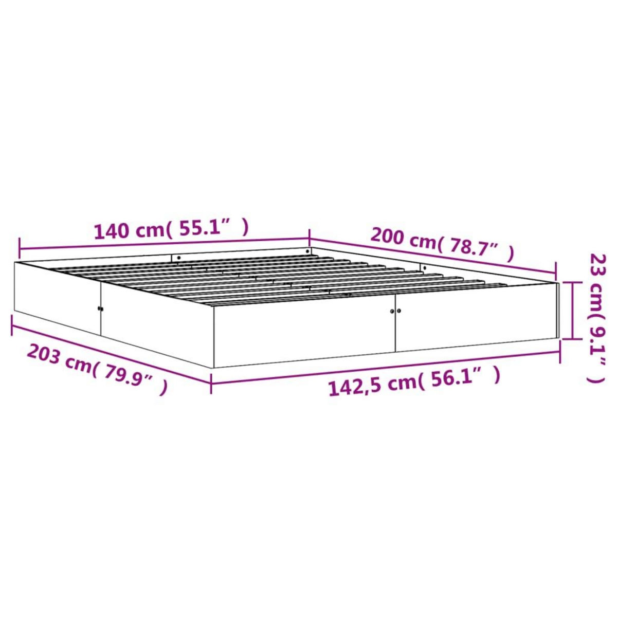VIDAXL Cadre de lit sans matelas cire marron 140x200cm bois pin massif