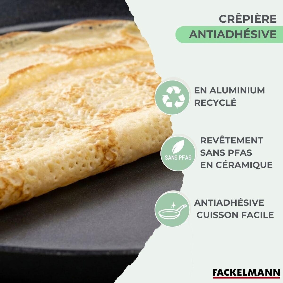 Fackelmann Set chandeleur crêpière 26 cm et 3 ustensiles Fackelmann Brandao