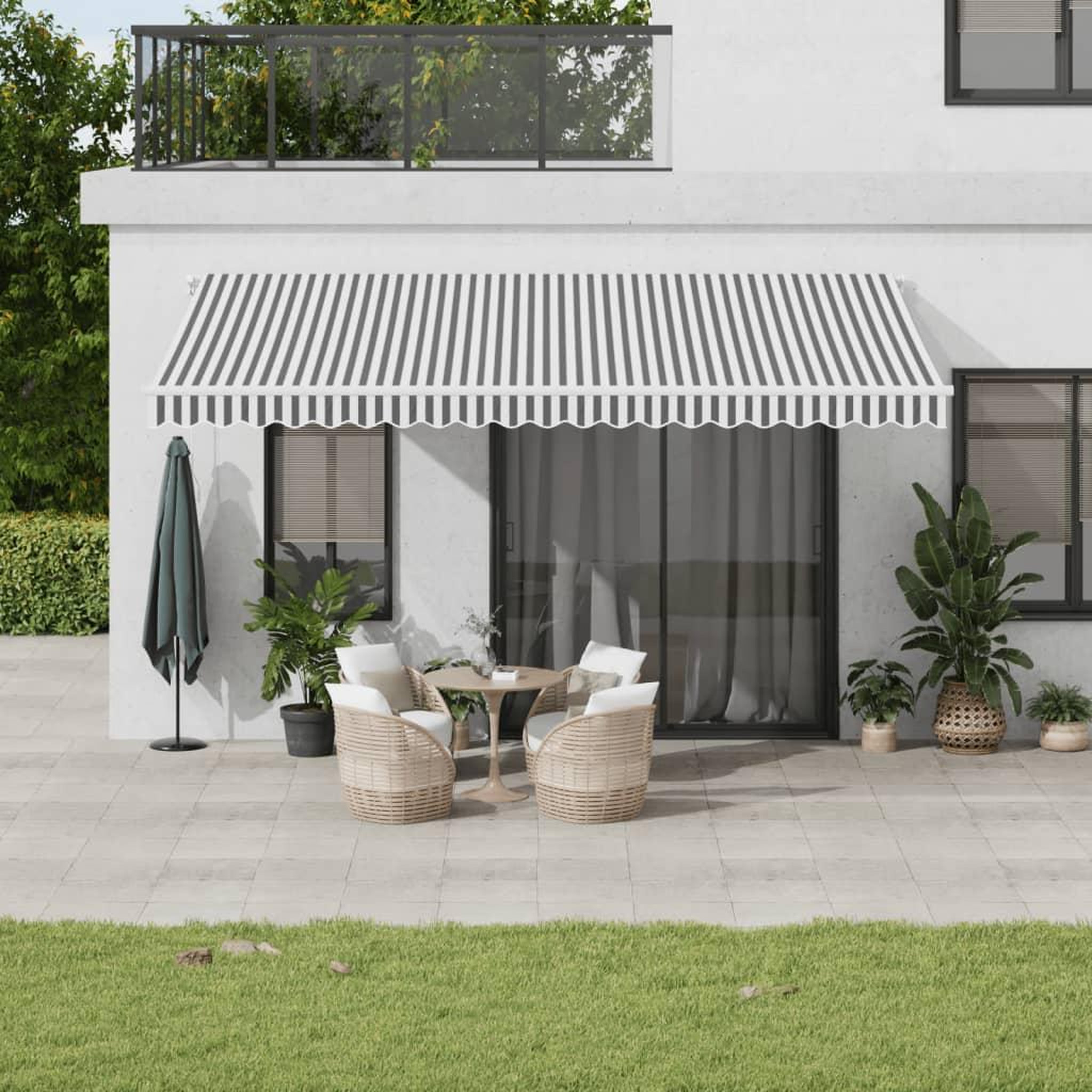 VIDAXL Auvent manuel retractable avec LED anthracite blanc 500x300 cm