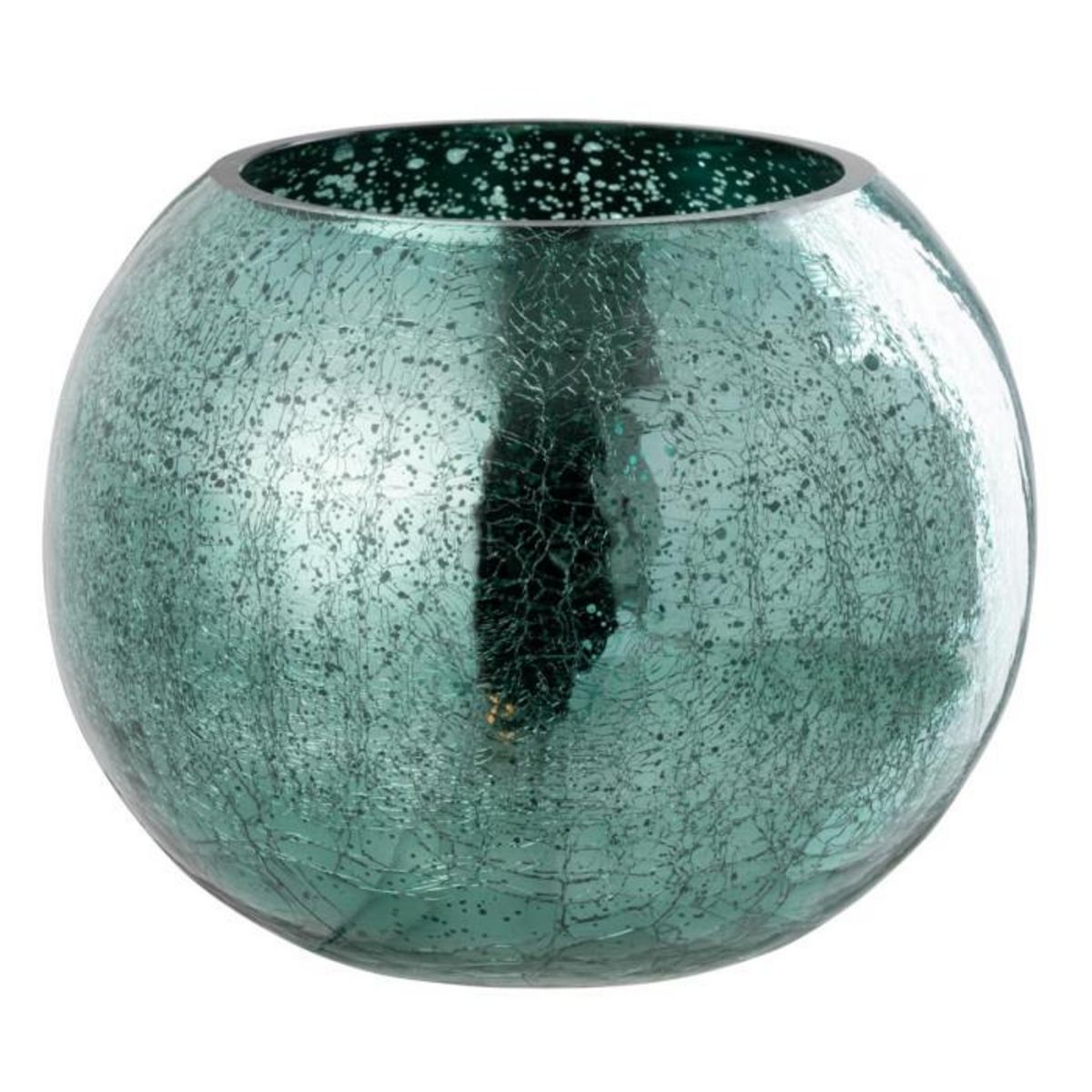 Paris Prix Photophore Boule en Verre  Craquelée  20cm Vert d'Eau
