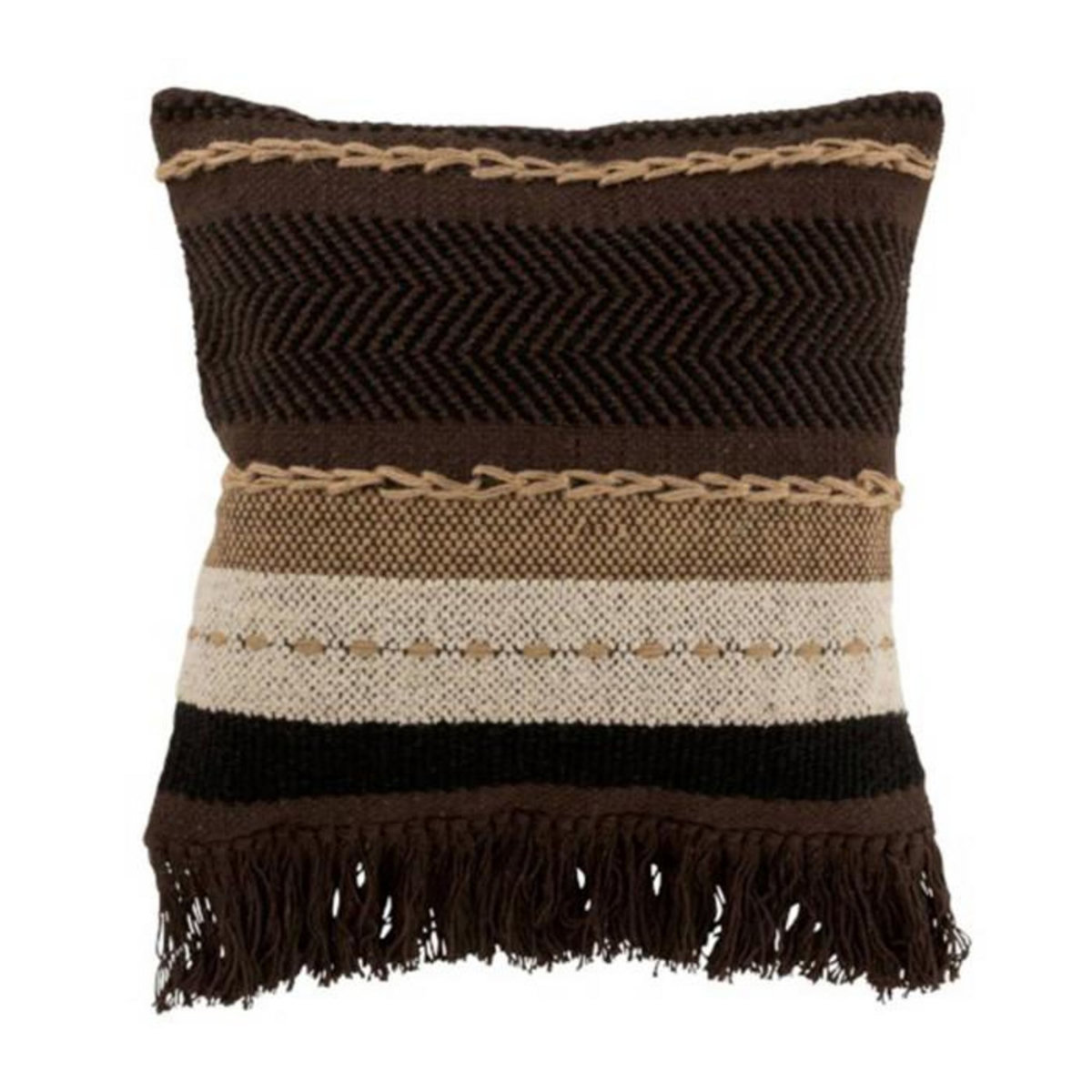 Paris Prix Coussin Déco à Franges  Ethnique  45cm Marron