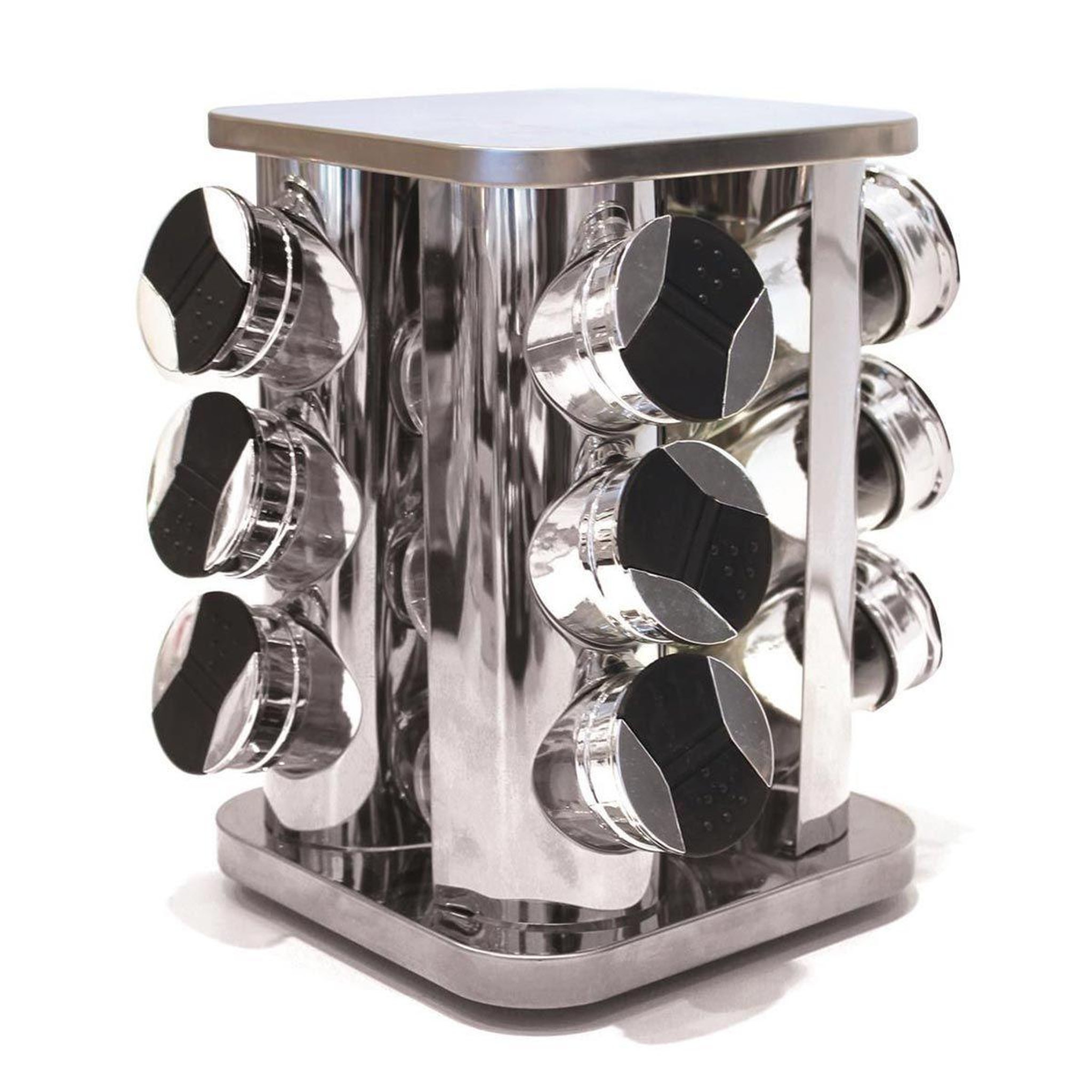 Voir la diapositive 1 : COOK CONCEPT Carrousel à épices  9 pots en verre  23cm argent