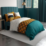 ATELIER DU COTON Parure housse de couette 100% coton 57fils , madra. Coloris disponibles : Jaune