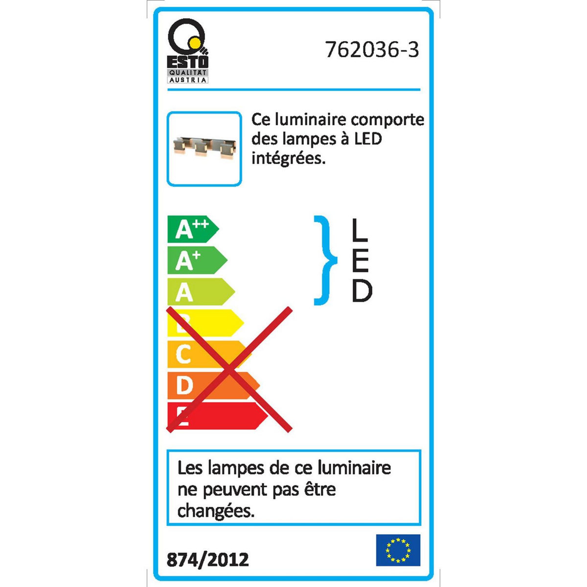 Esto Spot Prince - 39 x 7 x H 10 cm - Acier brossé et chromé