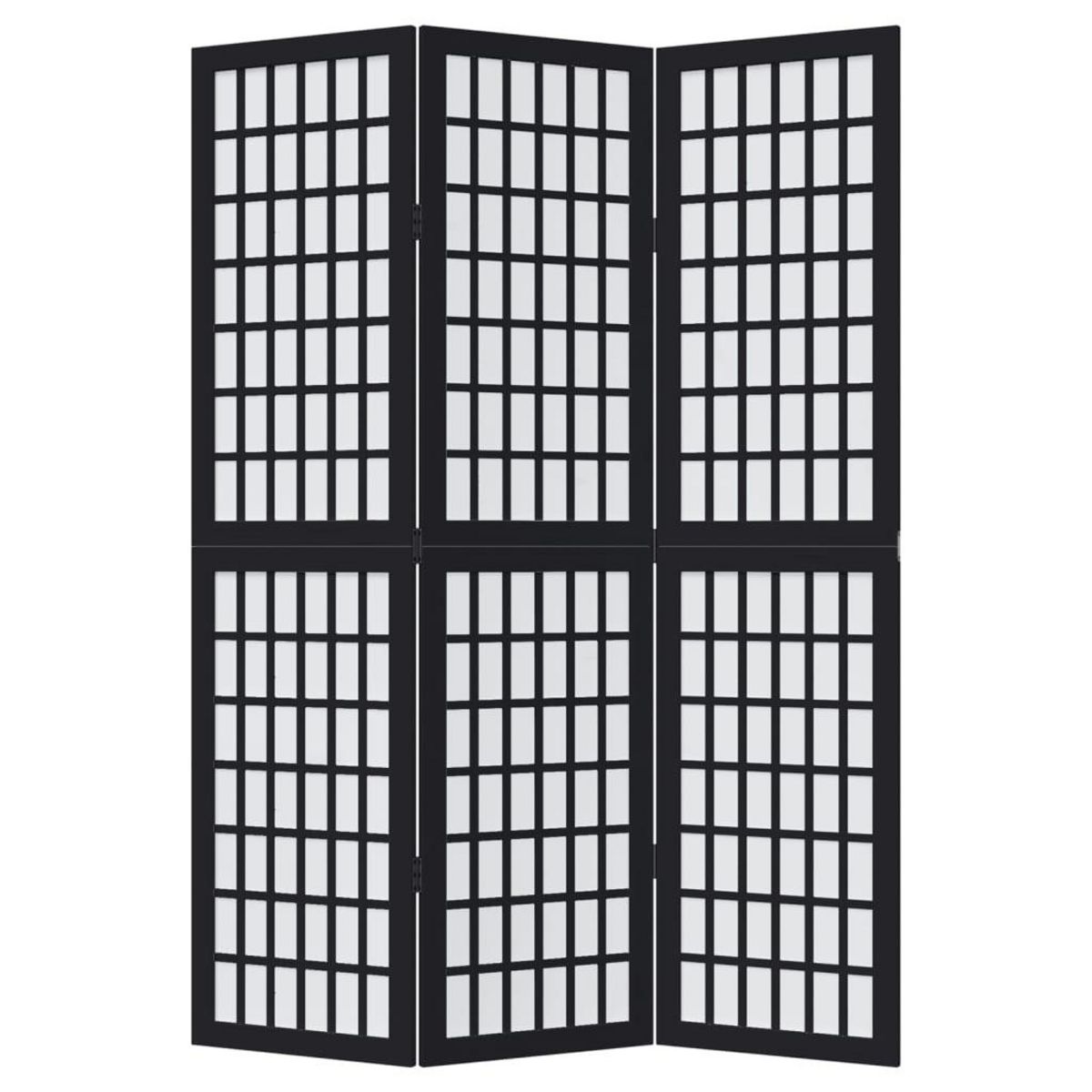 VIDAXL Cloison de separation 3 panneaux noir bois de paulownia massif