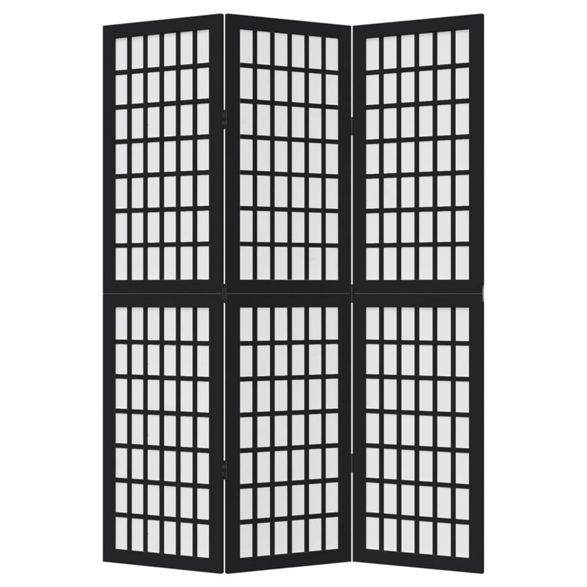 VIDAXL Cloison de separation 3 panneaux noir bois de paulownia massif