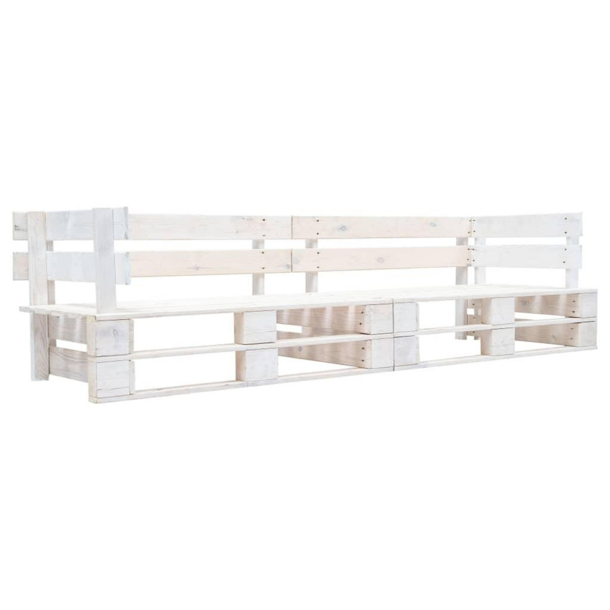 VIDAXL Canape de jardin palette 2 places blanc bois