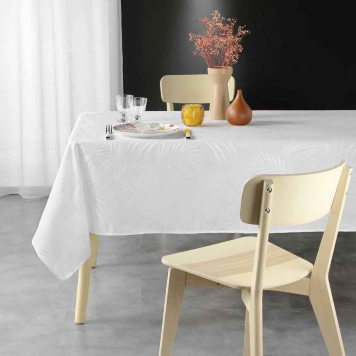 Paris Prix Nappe Jacquard  Plumette  140x240cm Blanc