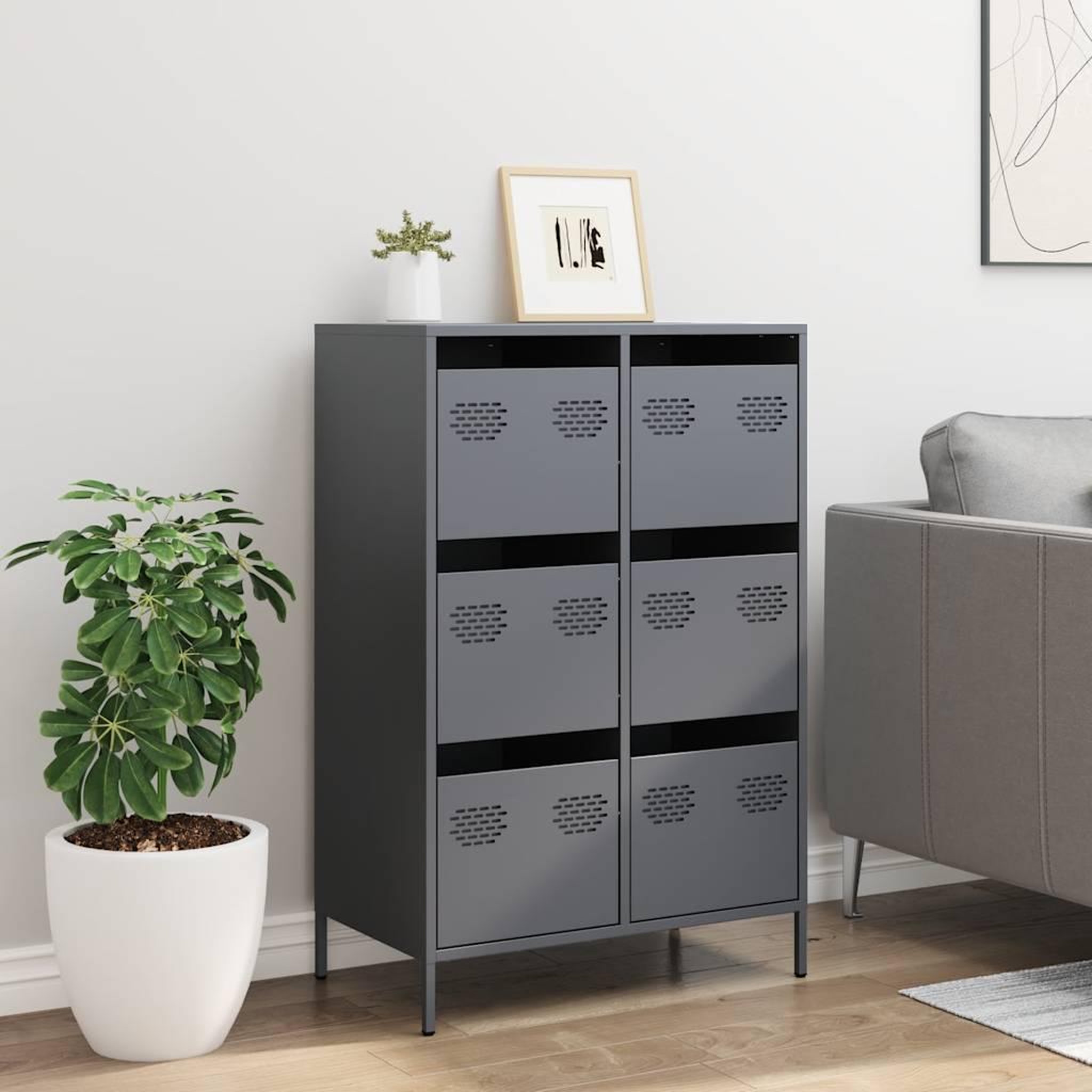 Voir la diapositive 3 : VIDAXL Buffet haut anthracite 68x39x101,5 cm acier
