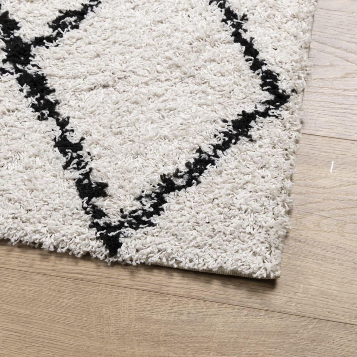 VIDAXL Tapis shaggy a poils longs moderne creme et noir 80x200 cm