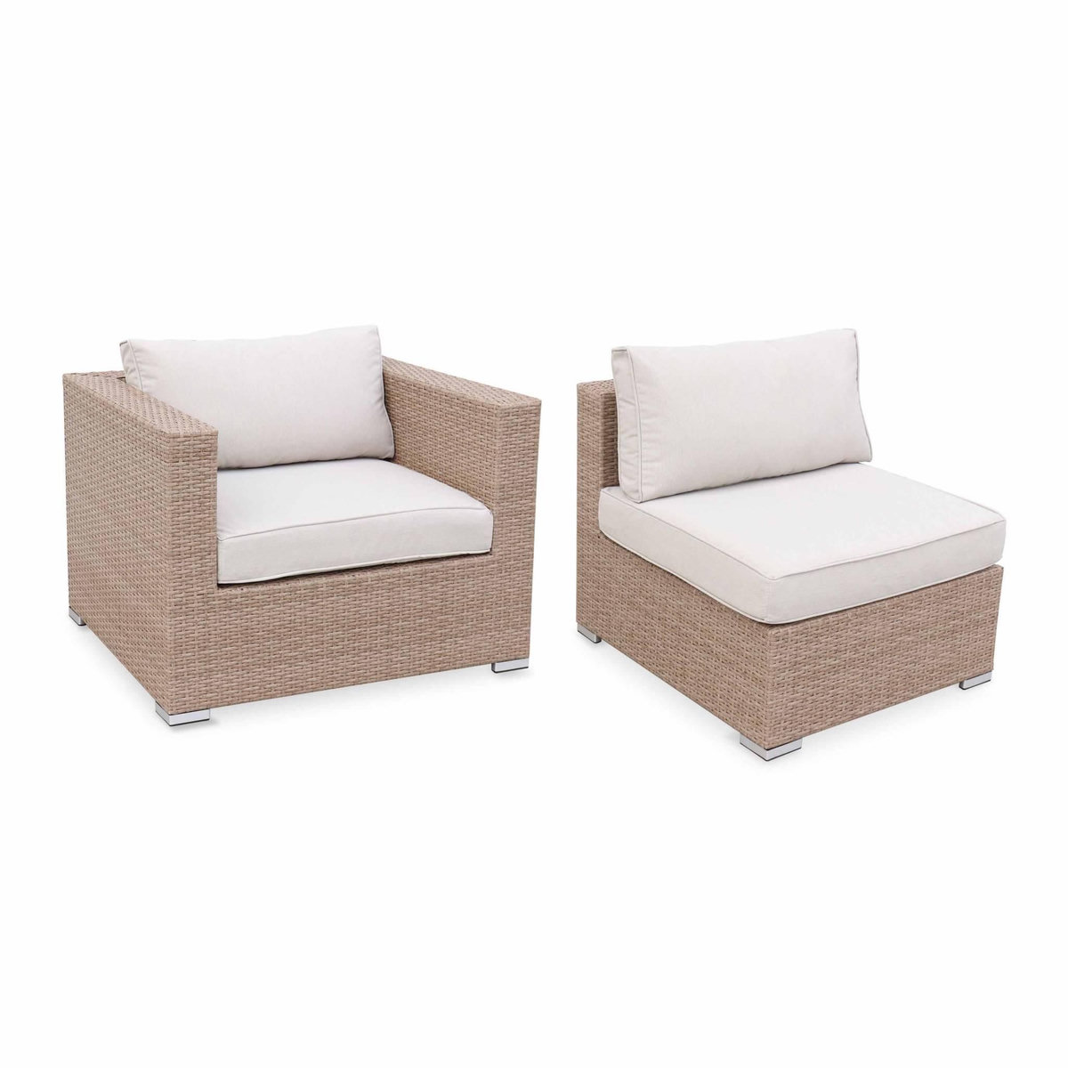 SWEEEK Salon de jardin en résine tressée - Venezia - , Coussins  - 8 à 10 places