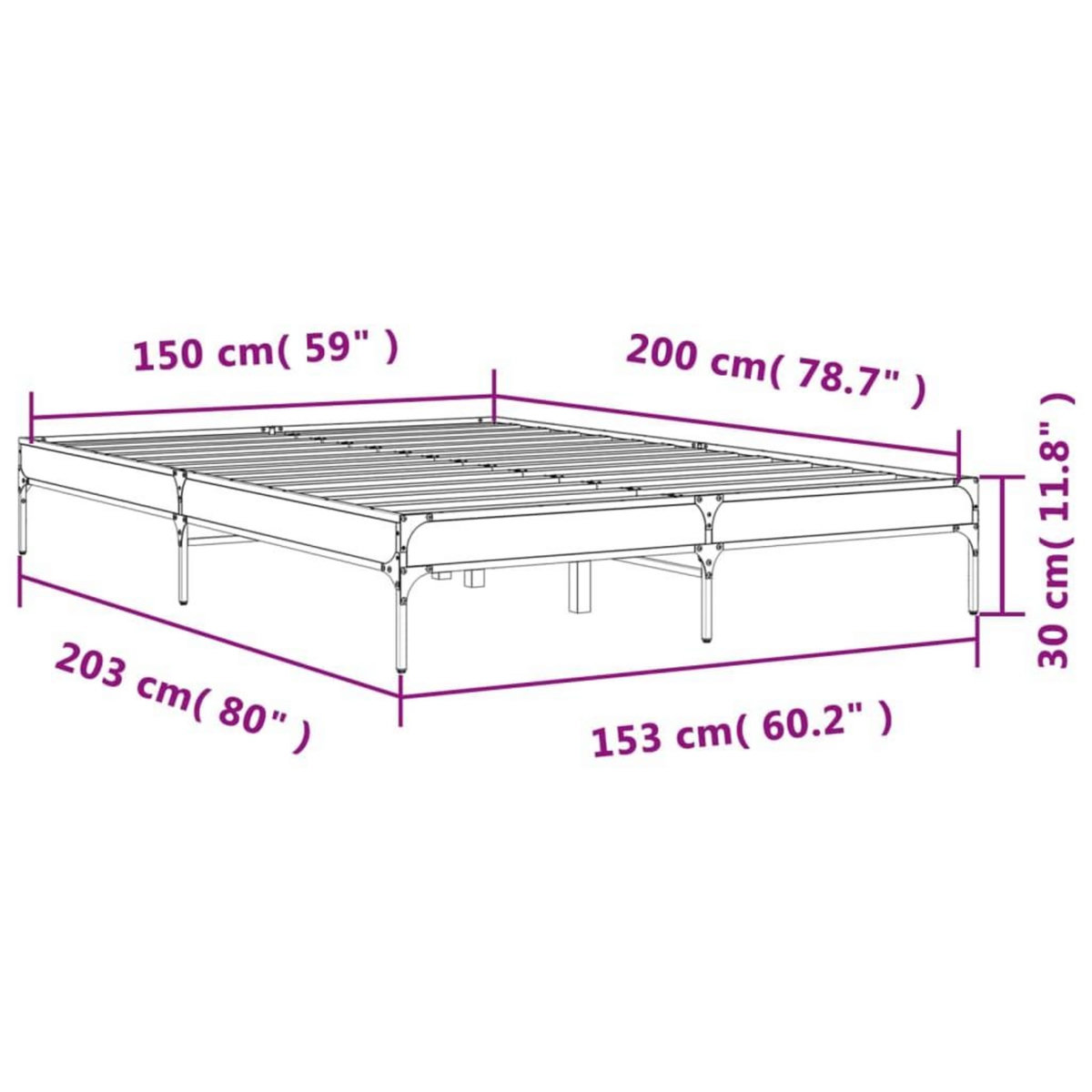VIDAXL Cadre de lit sans matelas chene marron 150x200 cm