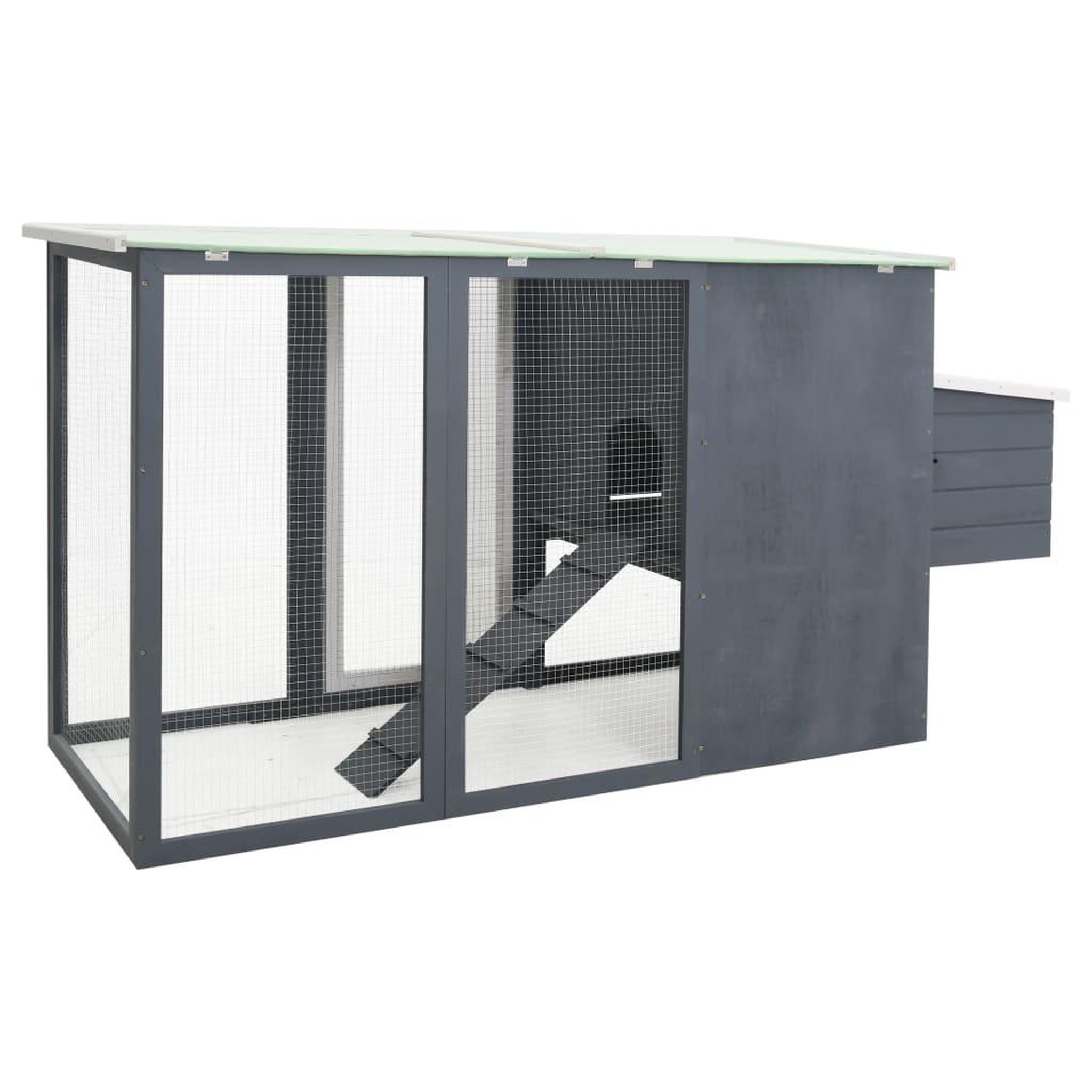 Voir la diapositive 4 : VIDAXL Poulailler d'exterieur avec 1 nichoir Gris Bois