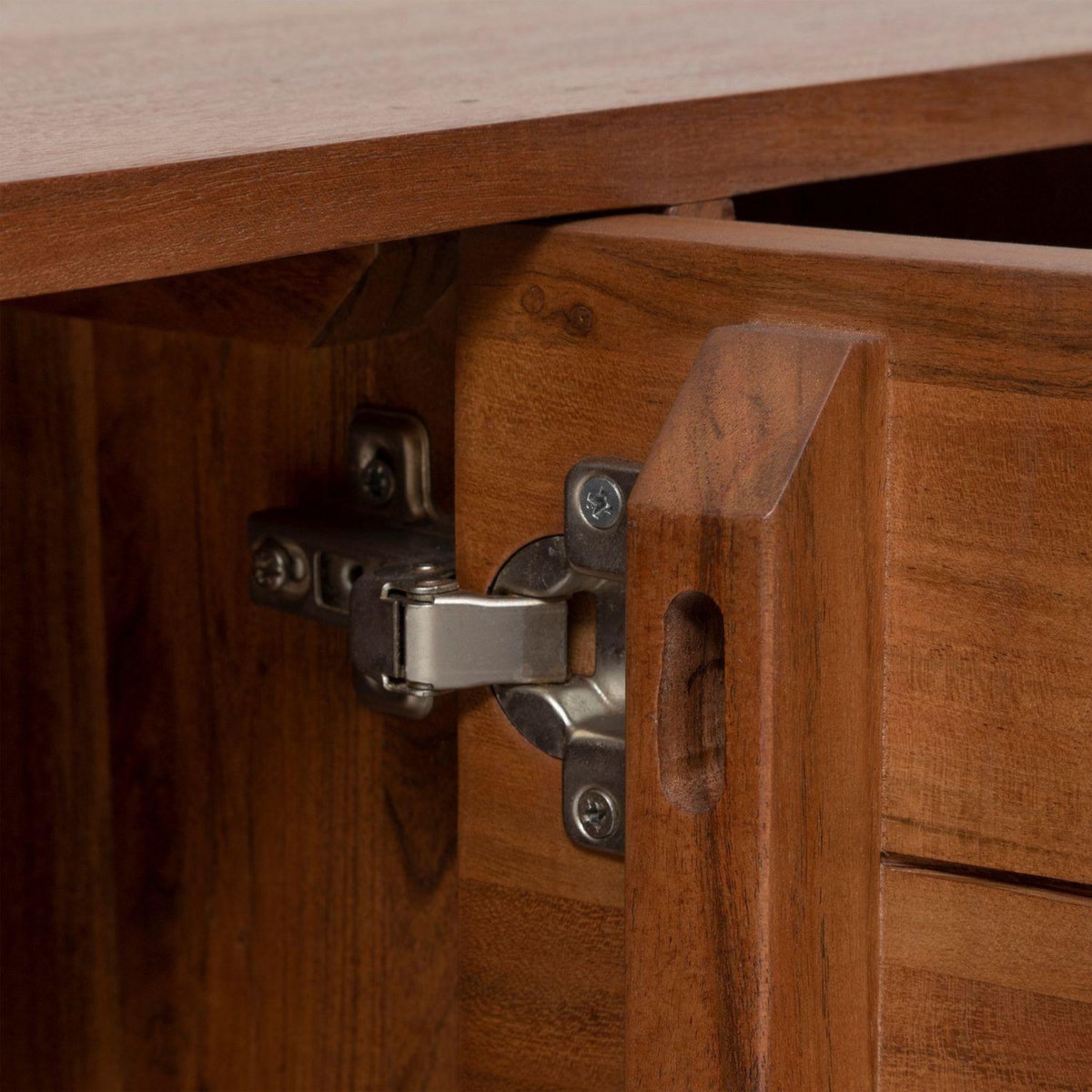 ATMOSPHERA Meuble TV 2 portes et 2 niches en bois massif NANDA - Marron