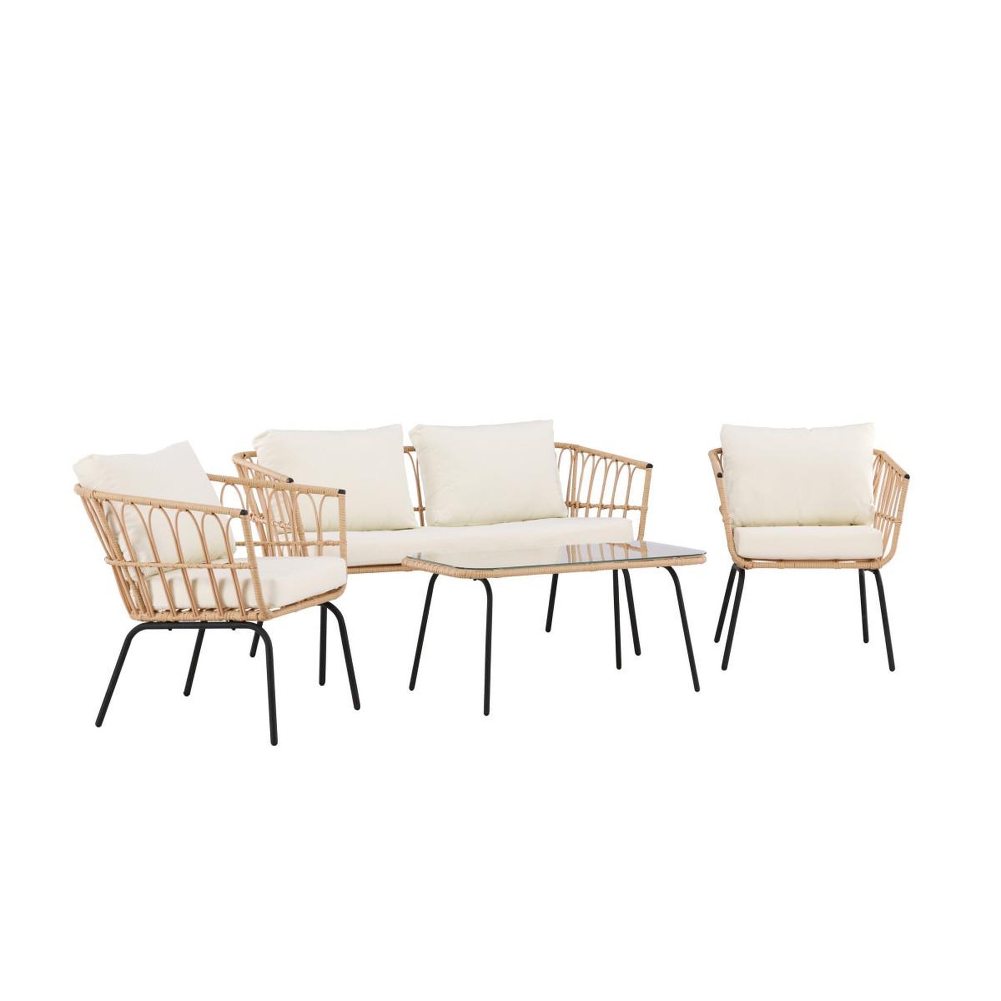 Voir la diapositive 2 : Paris Prix Salon de jardin 4 places en rotin  ortigia  142cm naturel