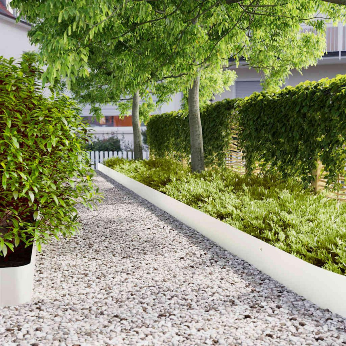 VIDAXL Bordures de pelouse 30 pcs blanc 20x103 cm acier lamine a froid