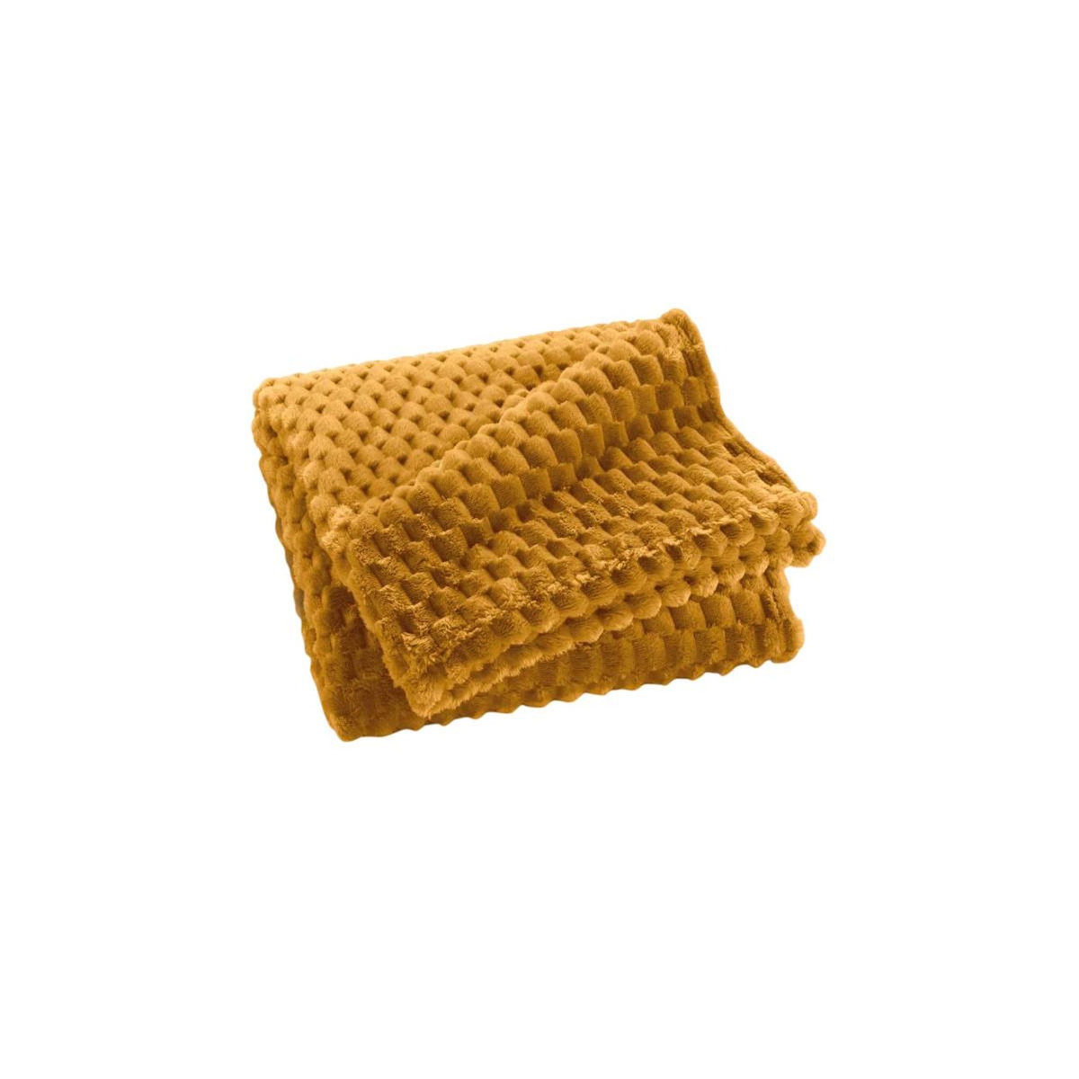 Paris Prix Plaid Flanelle en Relief  Mini Frosty  125x150cm Ocre