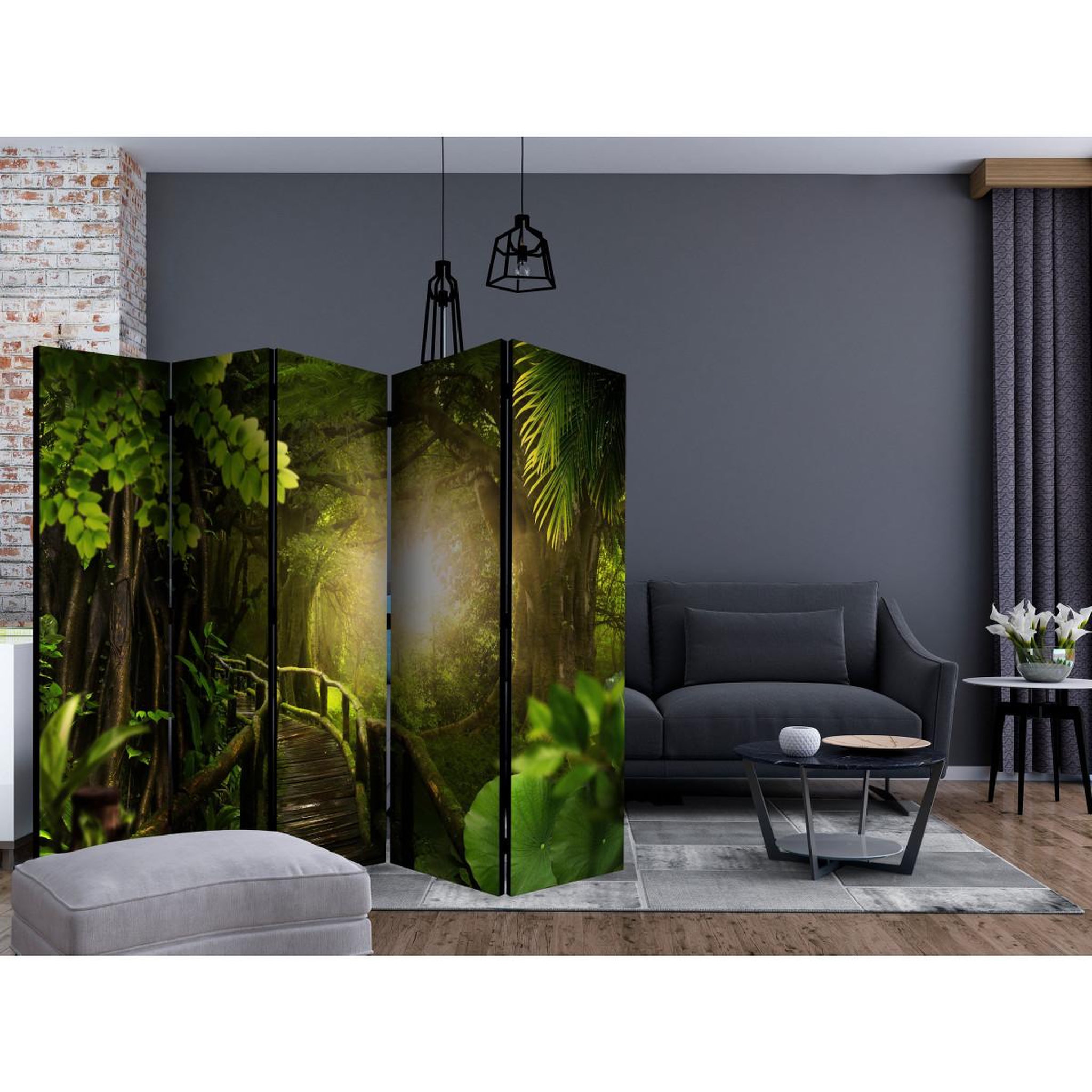 Voir la diapositive 2 : Paris Prix Paravent 5 volets  heart of forest  172x225cm