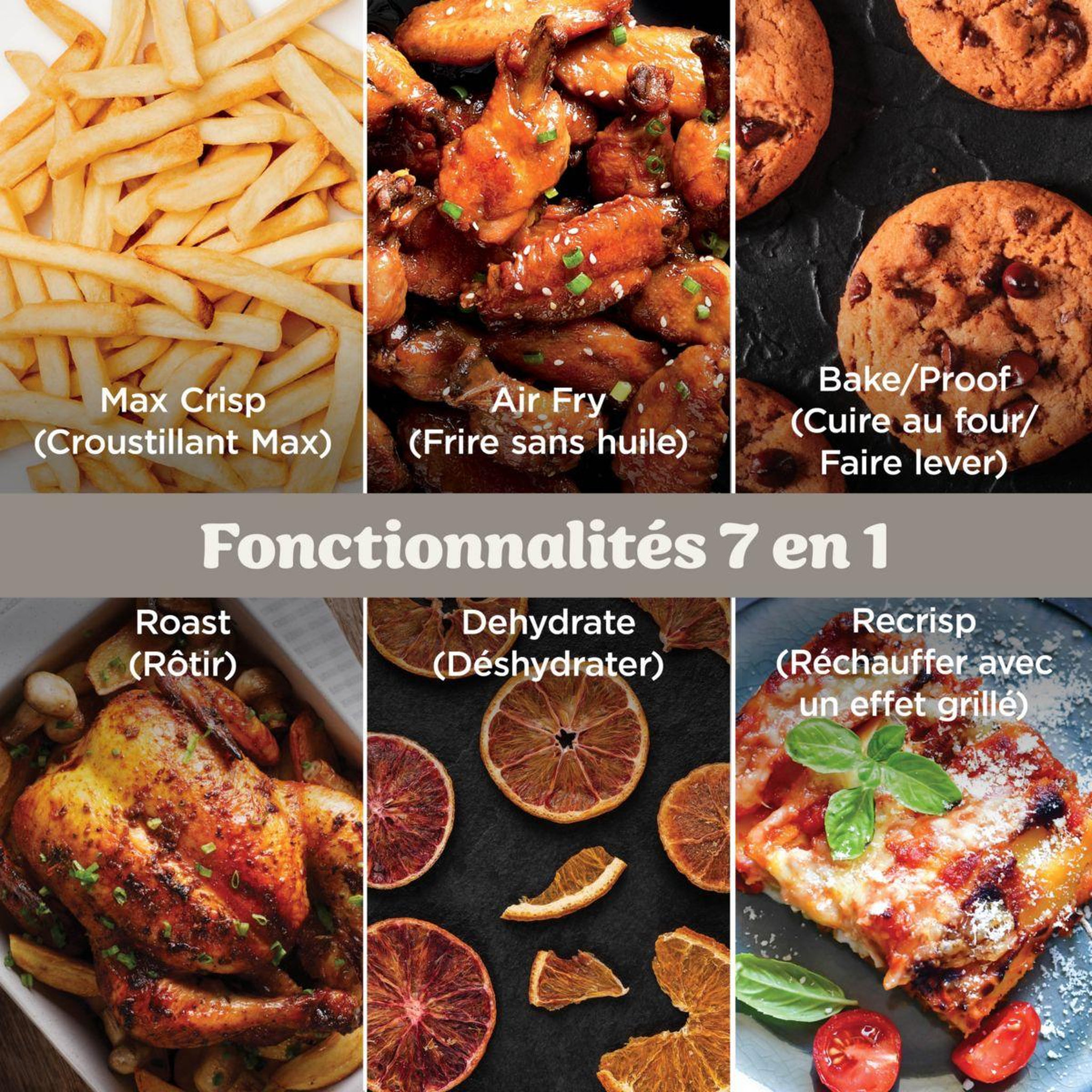 Voir la diapositive 3 : NINJA Friteuse sans huile CRISPi PRO 7-en1, 2 récipients en verre de 5.7 et 2.3L,  AS101EULG beige