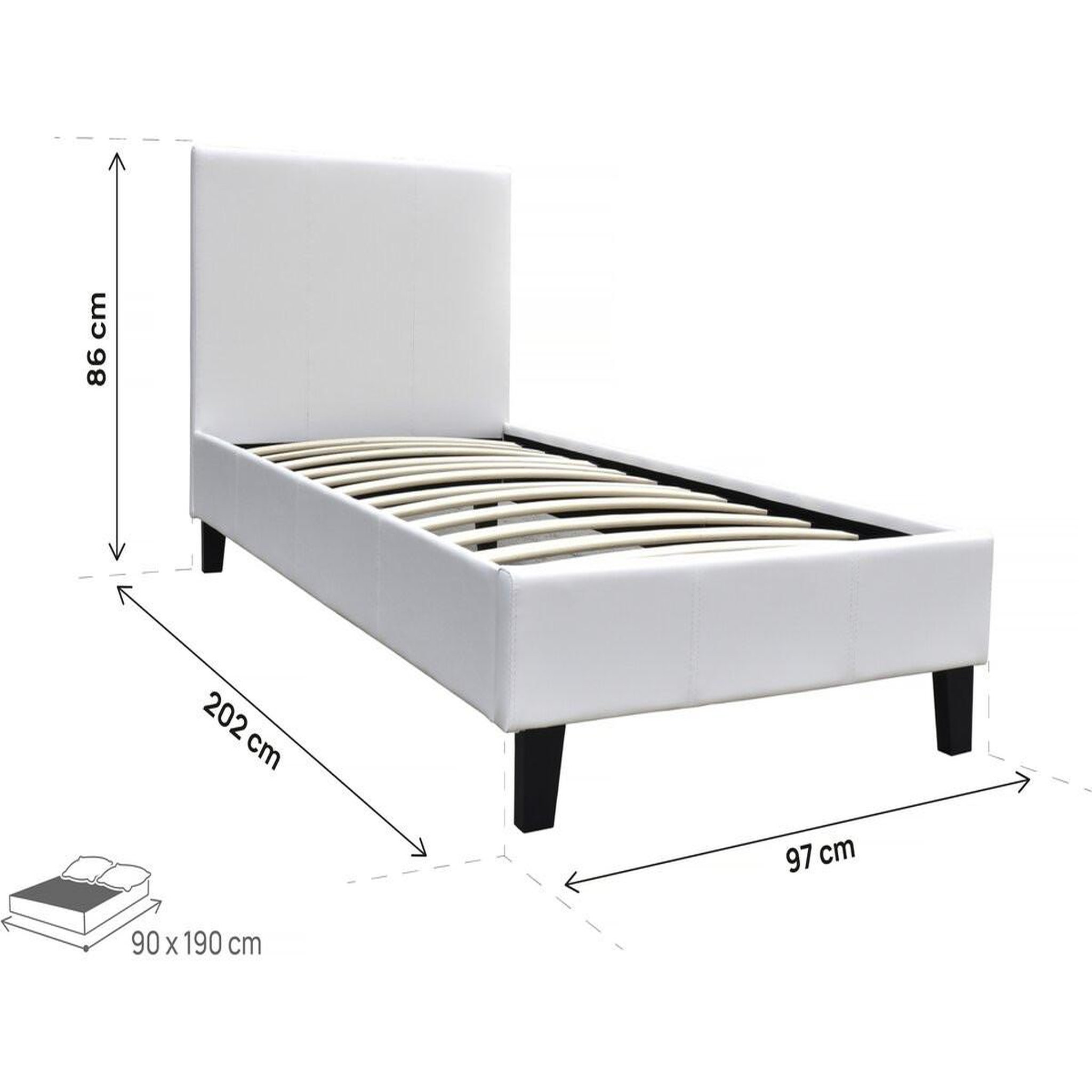 Voir la diapositive 3 : Habitat et Jardin Lit  lina  - 90 x 190 cm - blanc