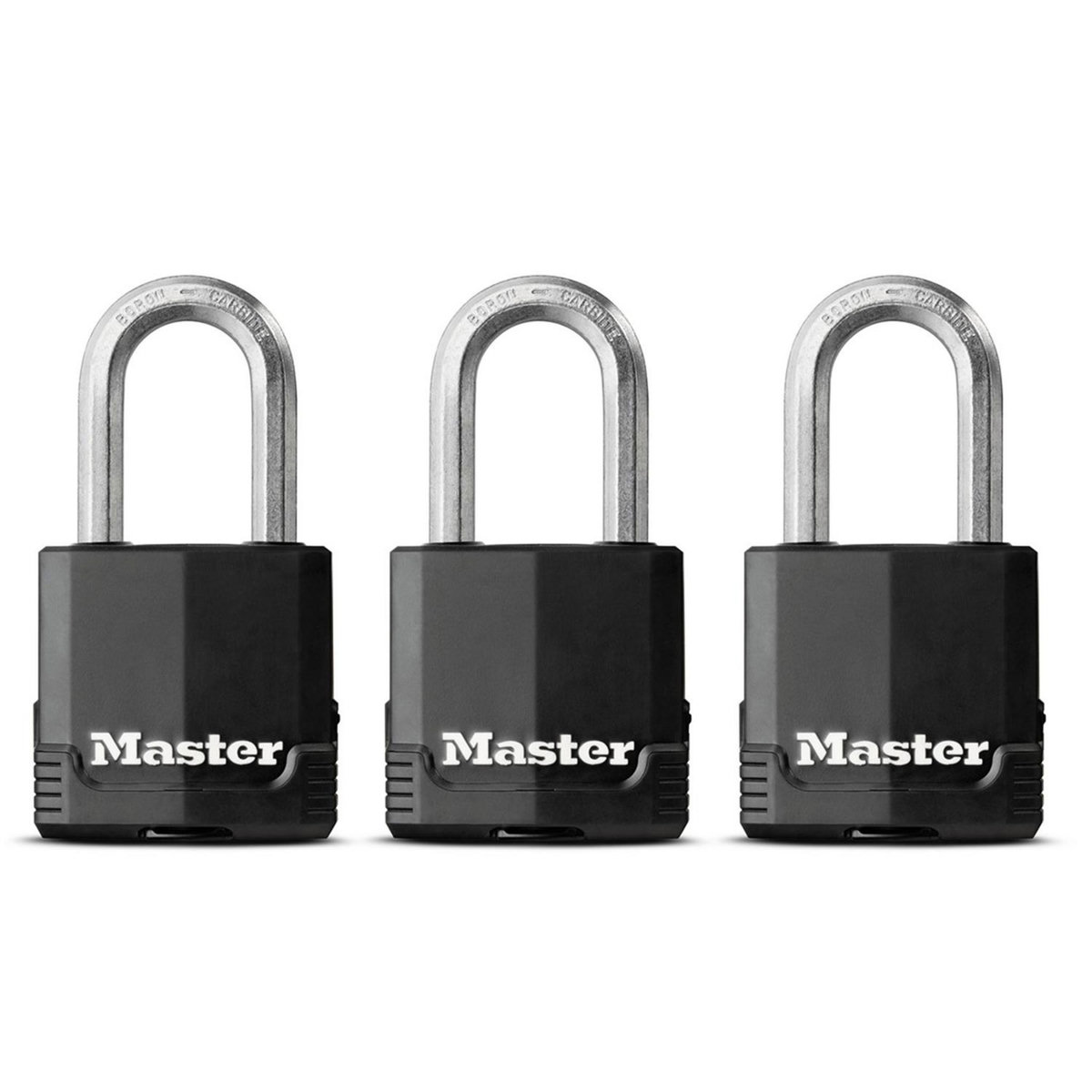Master lock Cadenas Haute Sécurité [A Clé] [Acier Laminé Recouvert] [Anti-rouille] [Anse M] [Pack de 3]