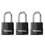 Master lock Cadenas Haute Sécurité [A Clé] [Acier Laminé Recouvert] [Anti-rouille] [Anse M] [Pack de 3]