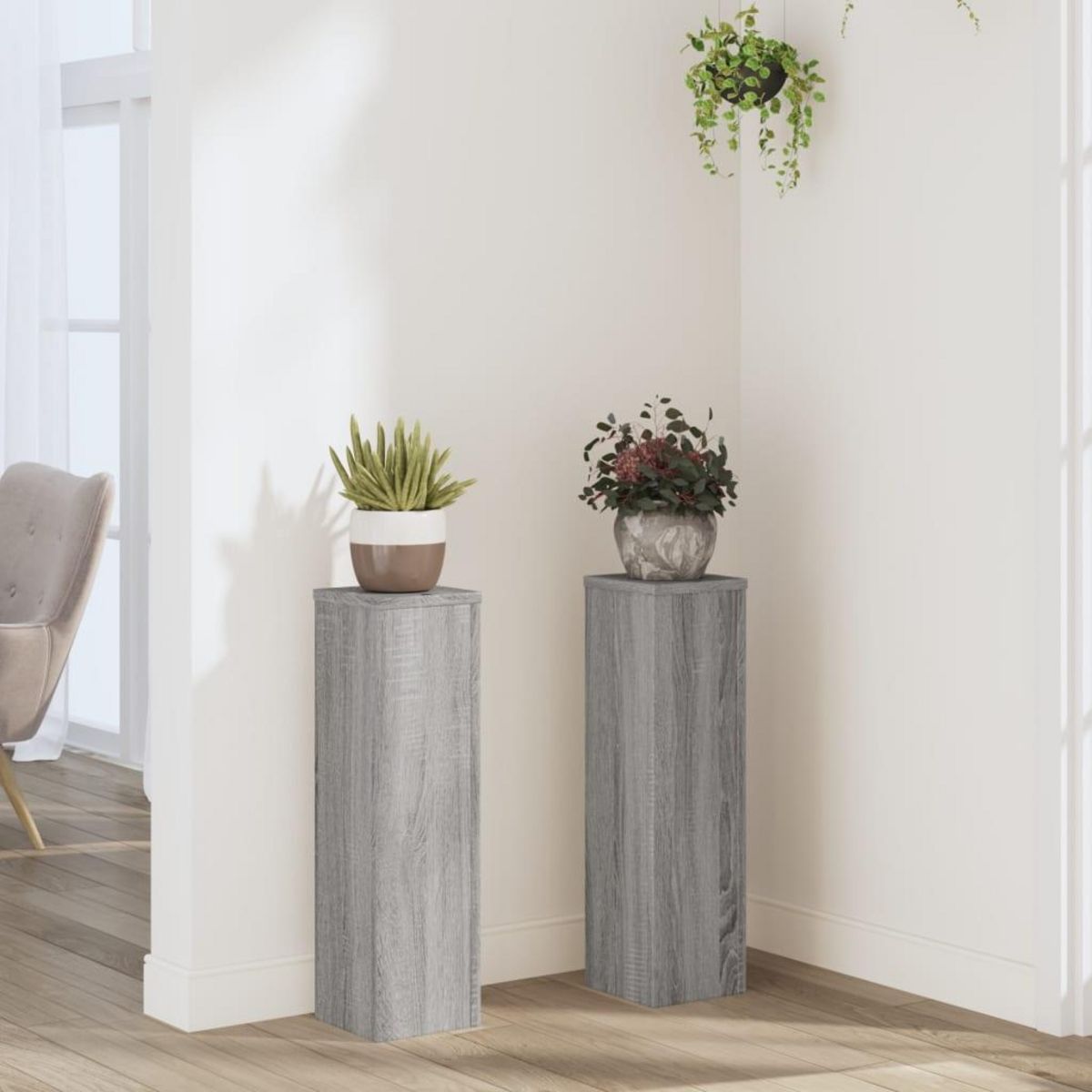VIDAXL Supports pour plantes 2 pcs sonoma gris bois d'ingenierie