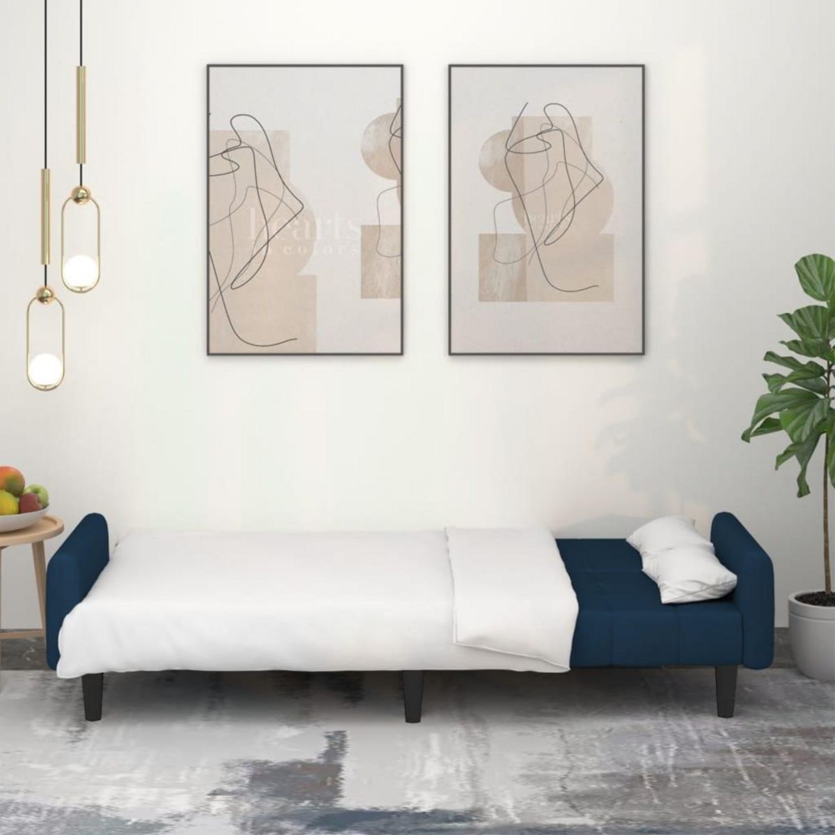 VIDAXL Canape-lit a 2 places Bleu Velours