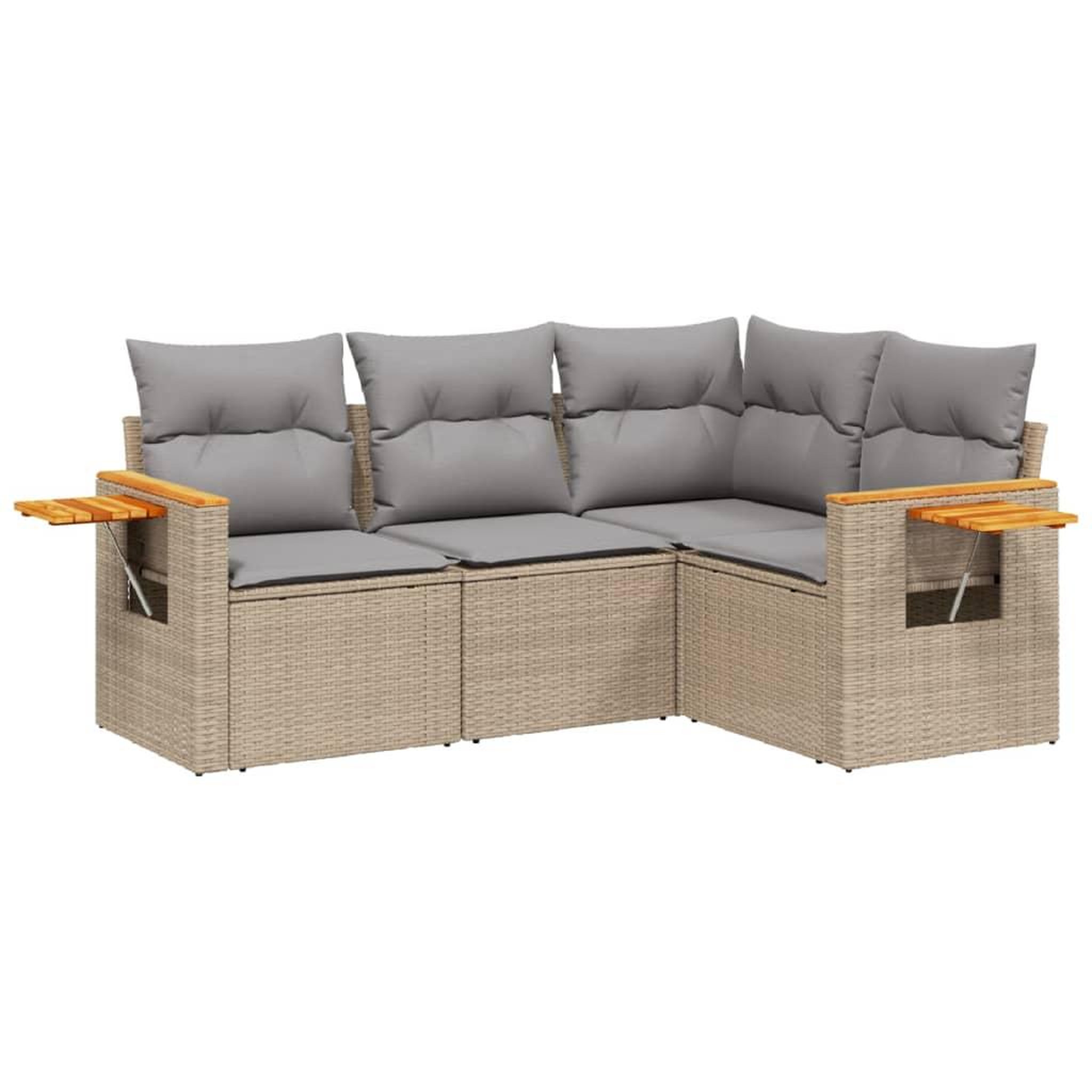 Voir la diapositive 2 : VIDAXL Salon de jardin avec coussins 4 pcs beige resine tressee