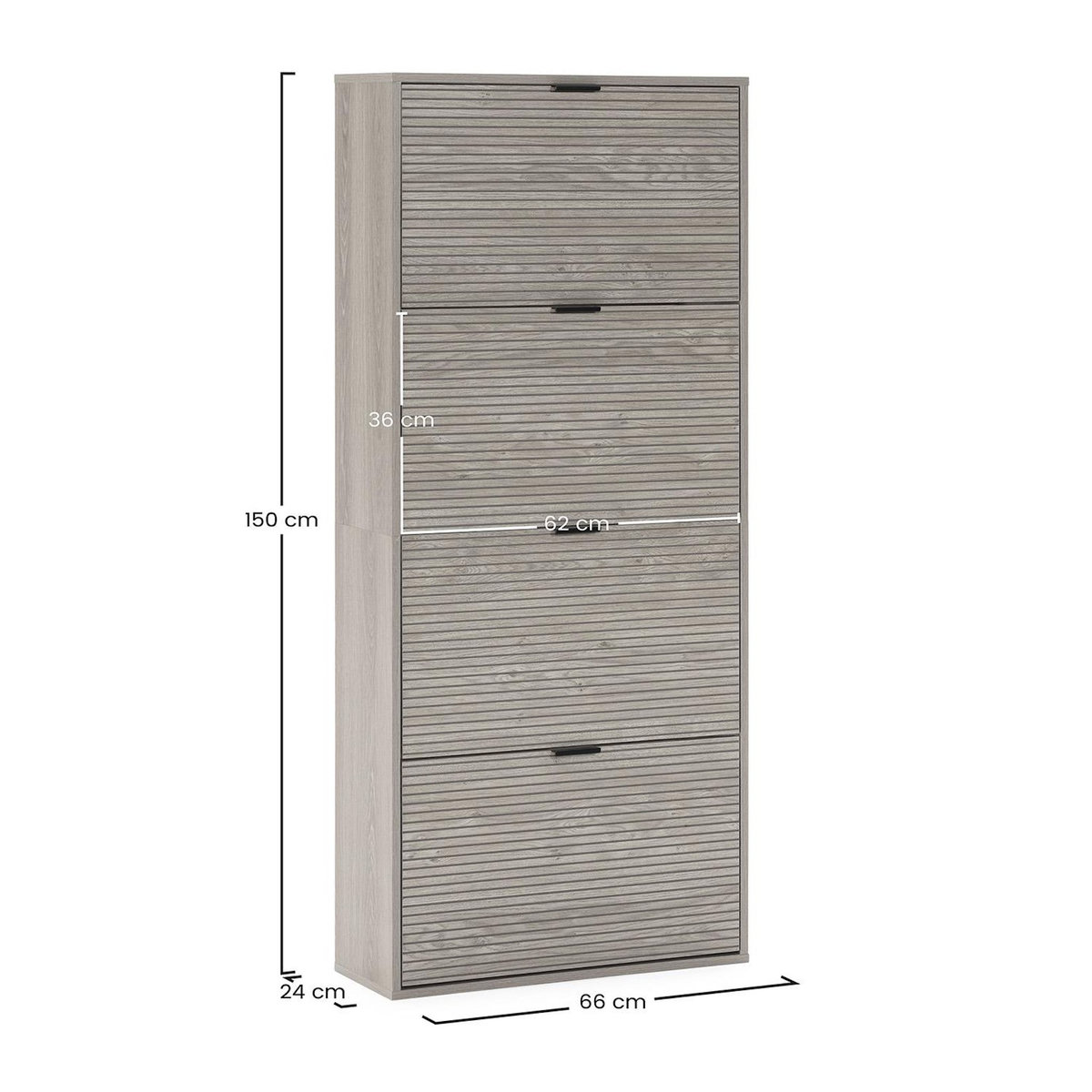 VS VENTA-STOCK Meuble à chaussures Mónica 4 portes couleur chêne, pour 24 paires