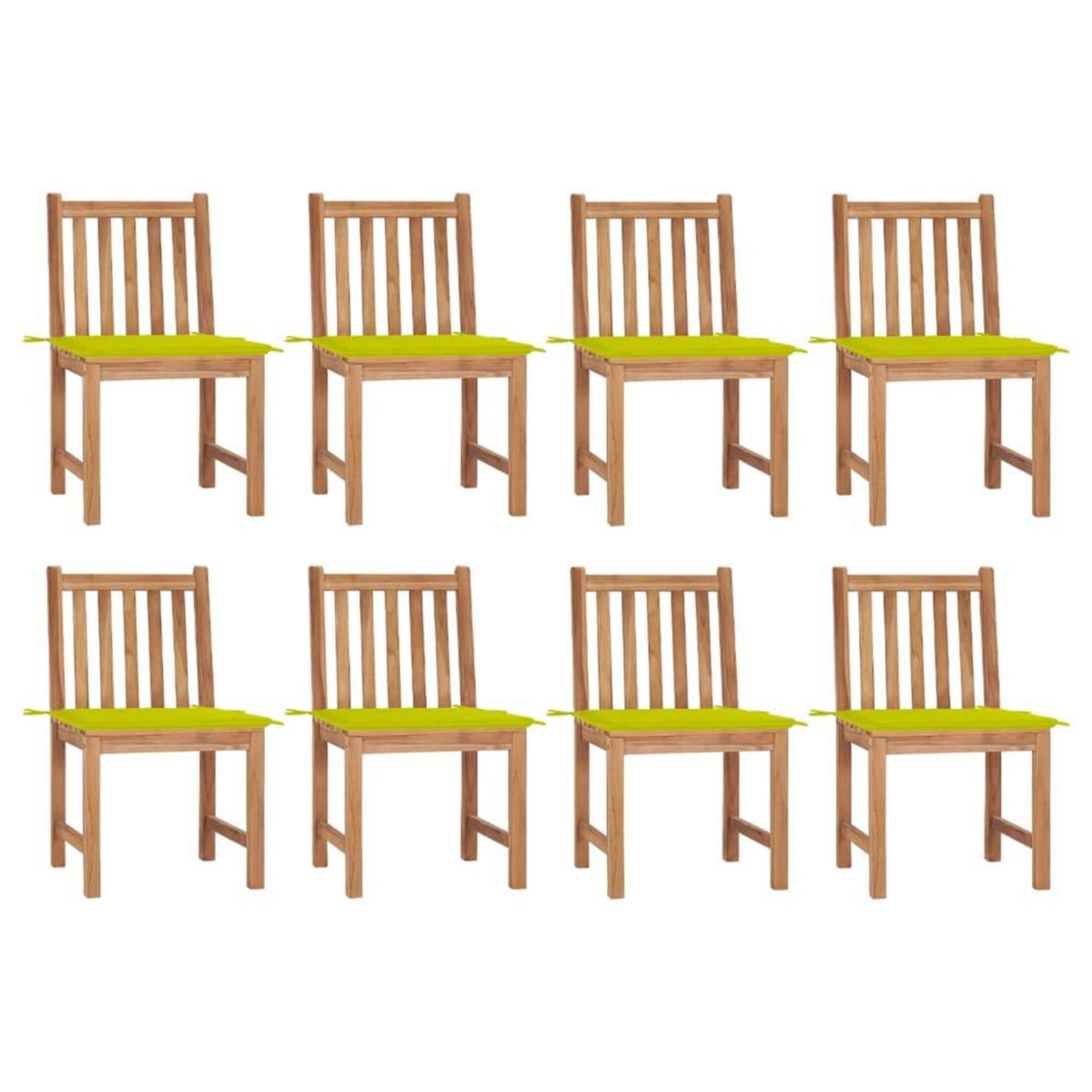 VIDAXL Chaises de jardin lot de 8 avec coussins Bois de teck massif