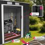 Voir la diapositive 4 : tectake Abri de jardin métal 2,7 m² toiture monopente en acier gris/blanc