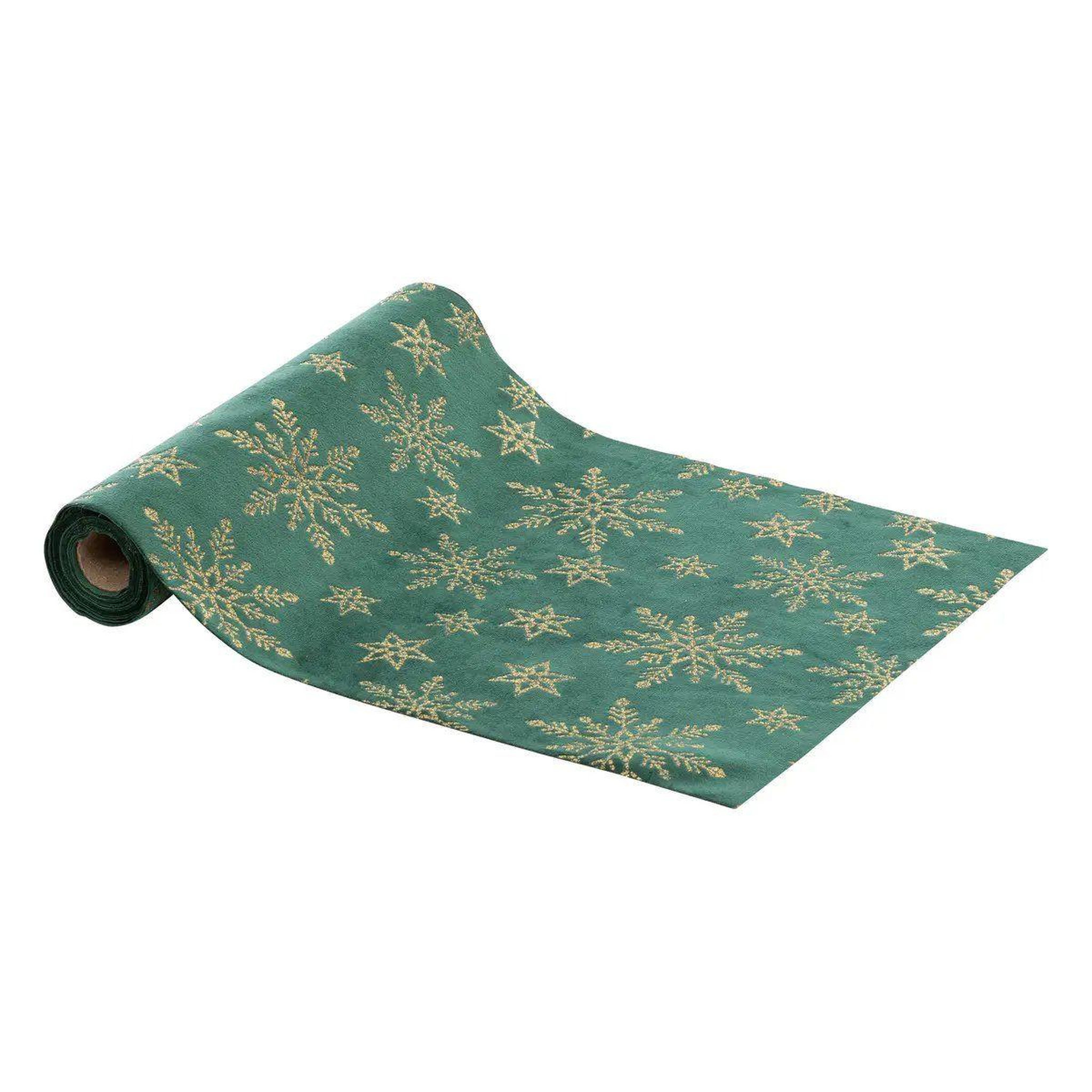 ATMOSPHERA Chemin de table en velours  pailleté  28x300cm vert
