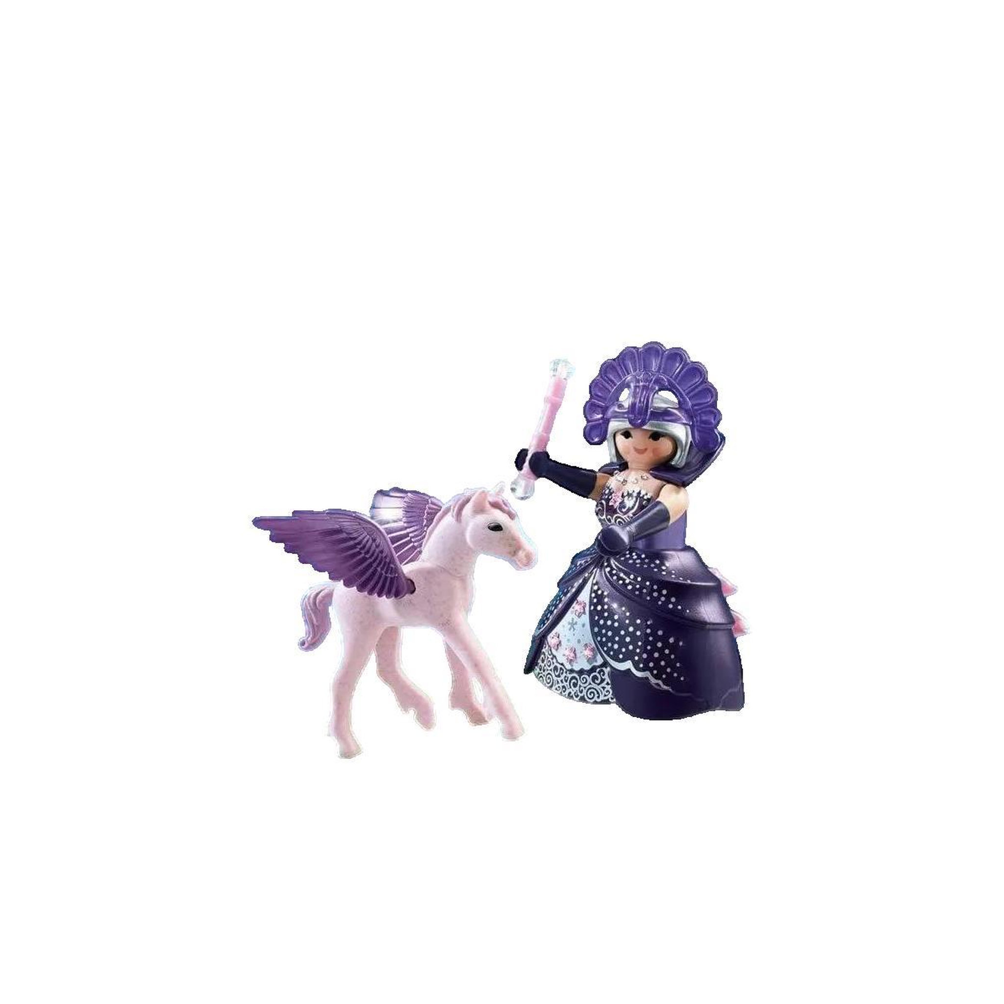Voir la diapositive 2 : PLAYMOBIL Figurine Playmobil Reine des étoiles rose avec bébé cheval ailé