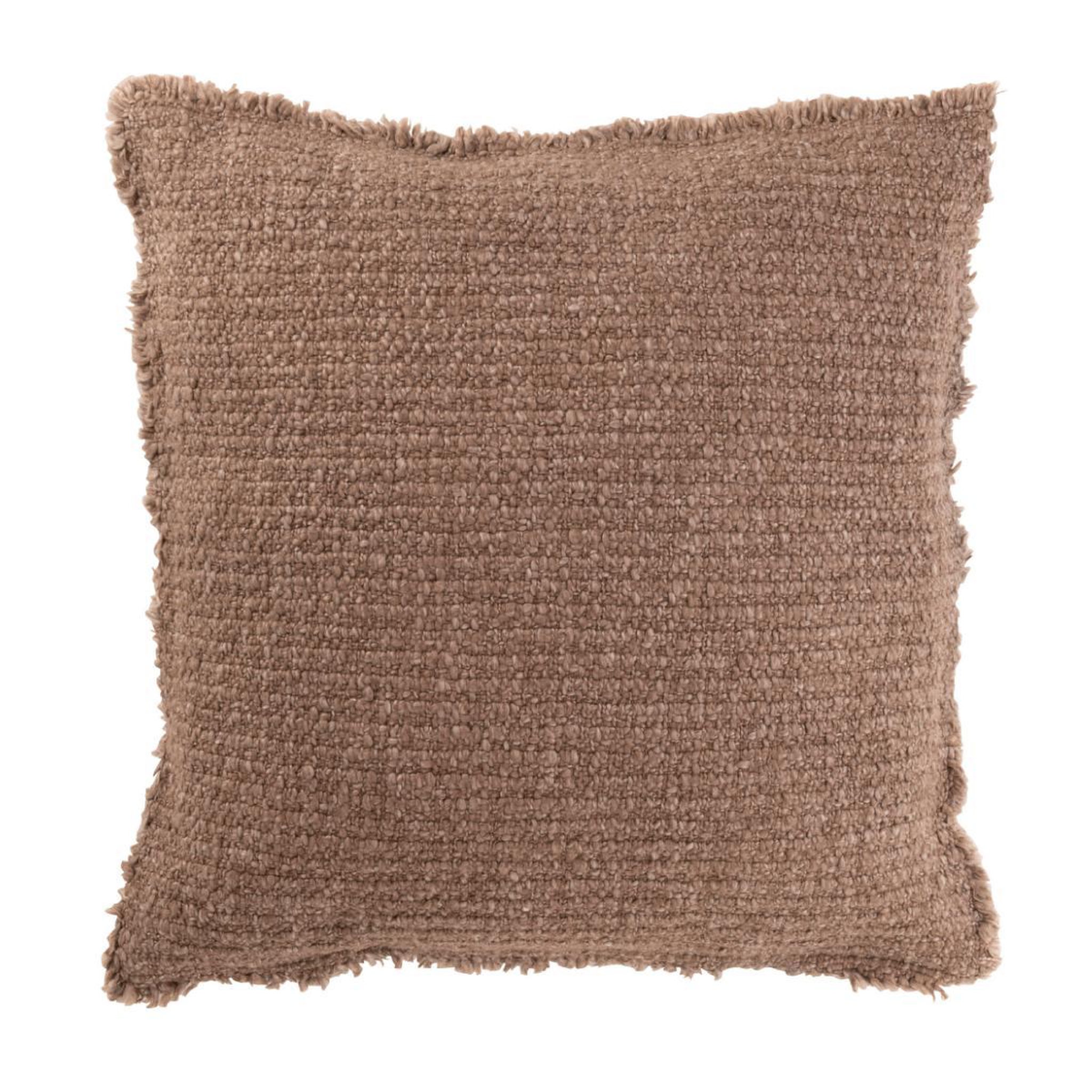 J-LINE Coussin déco  effiloché  50x50cm taupe
