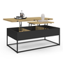 Voir la diapositive 4 : ID MARKET Table basse rectangulaire relevable convertible en table à manger BOSTON design industriel