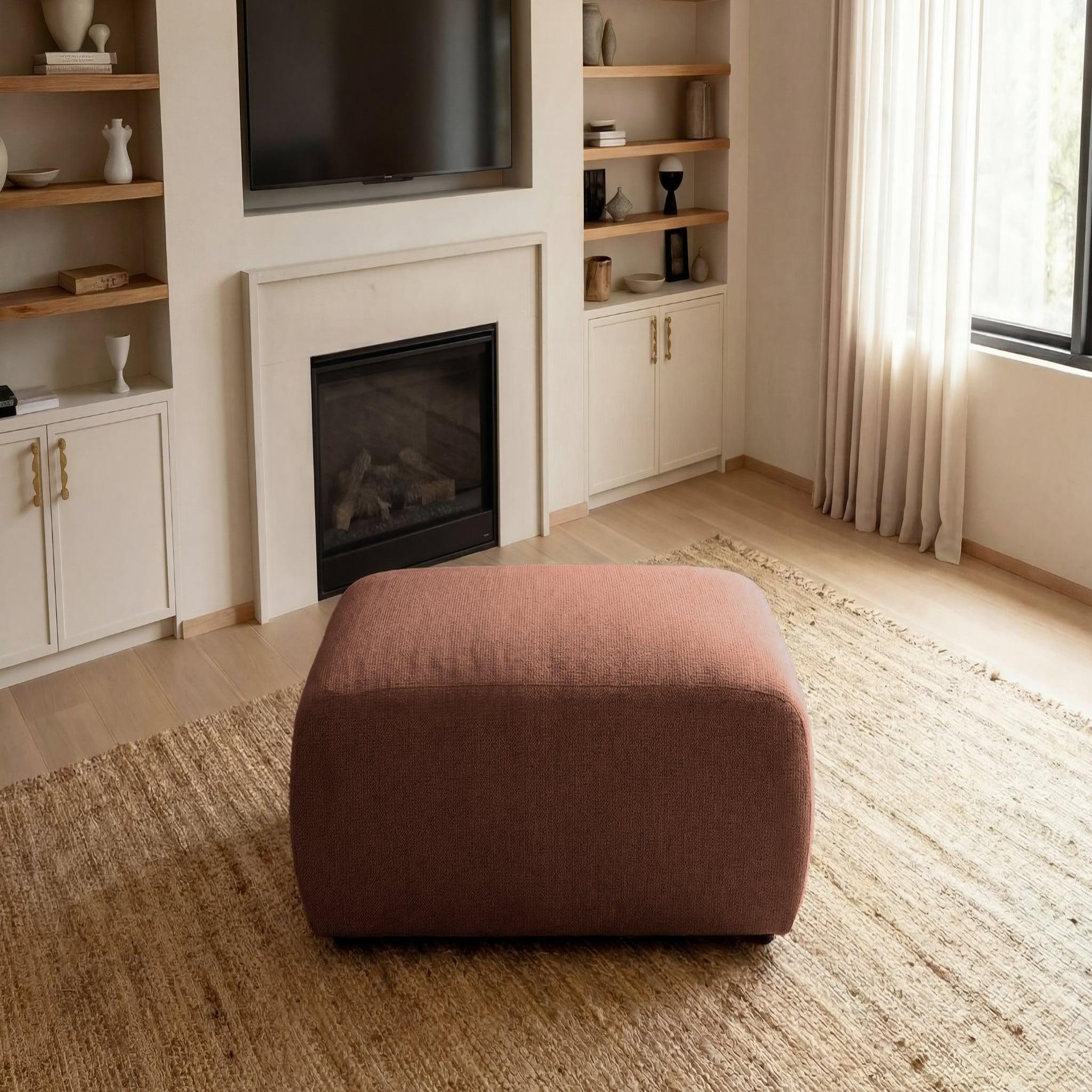 Voir la diapositive 5 : CASANOVA PARIS Sacha - pouf en tissu chiné 105x57x40