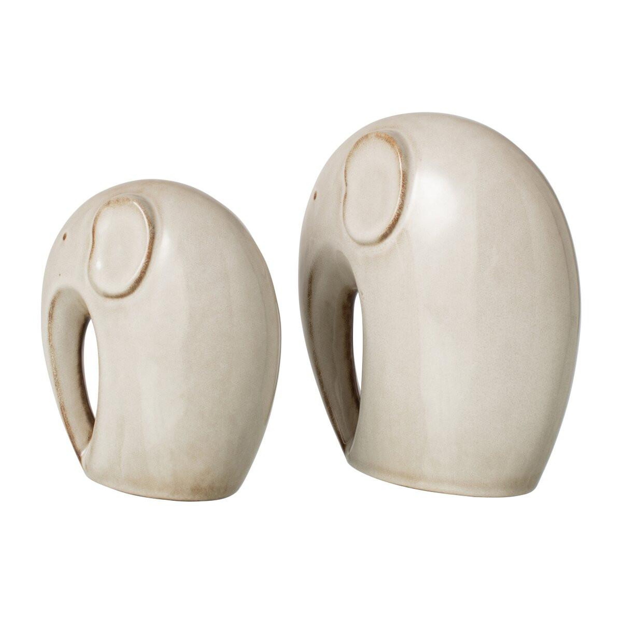 Voir la diapositive 3 : J-LINE Lot de 2 statuettes éléphant  ulrik  22cm beige