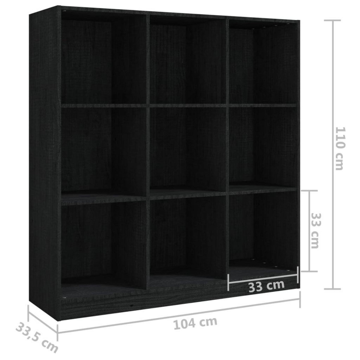 VIDAXL Bibliotheque/Separateur de piece Noir 104x33,5x110cm Pin massif